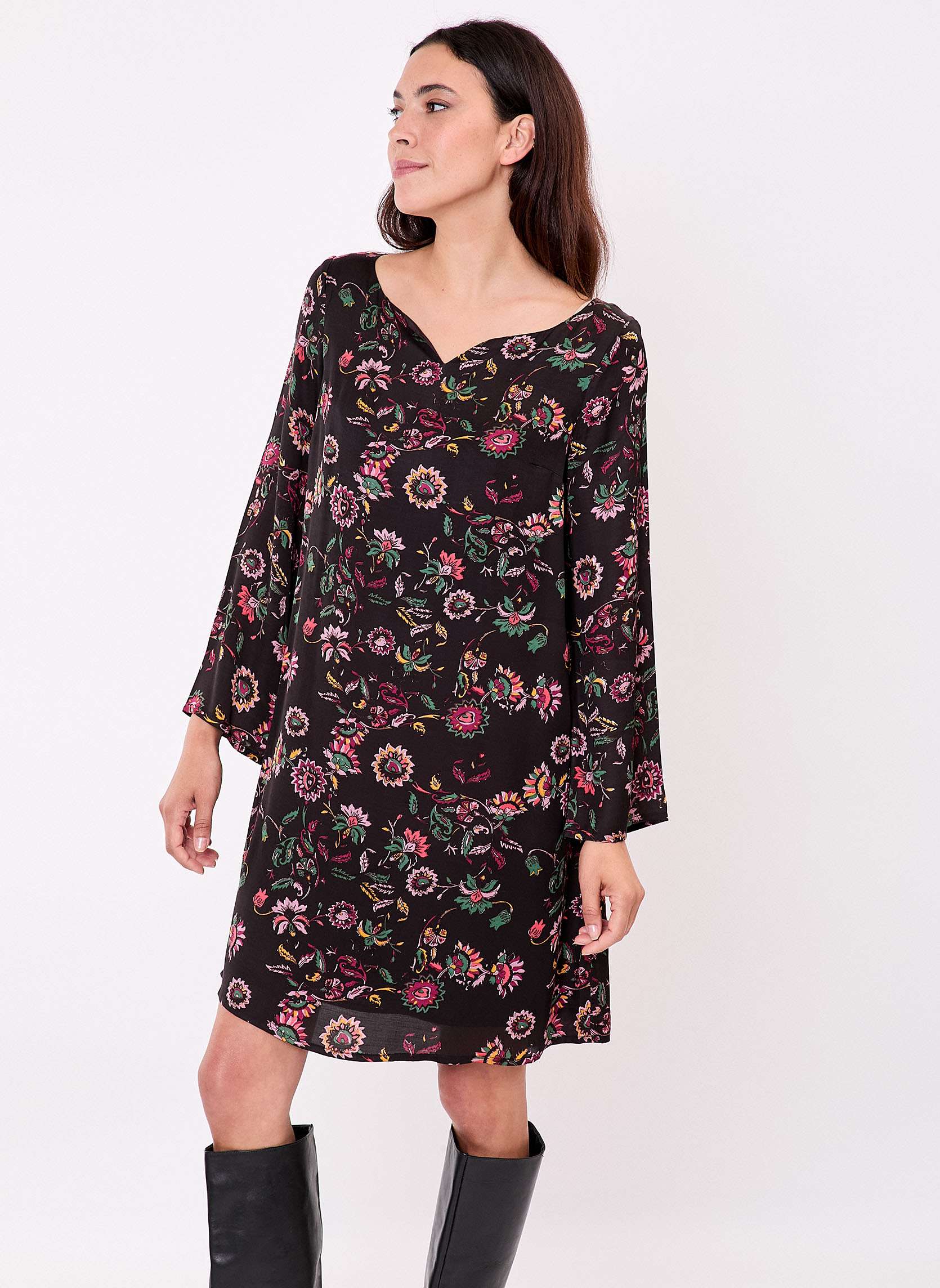 Robe fluide satine trapze DOLI