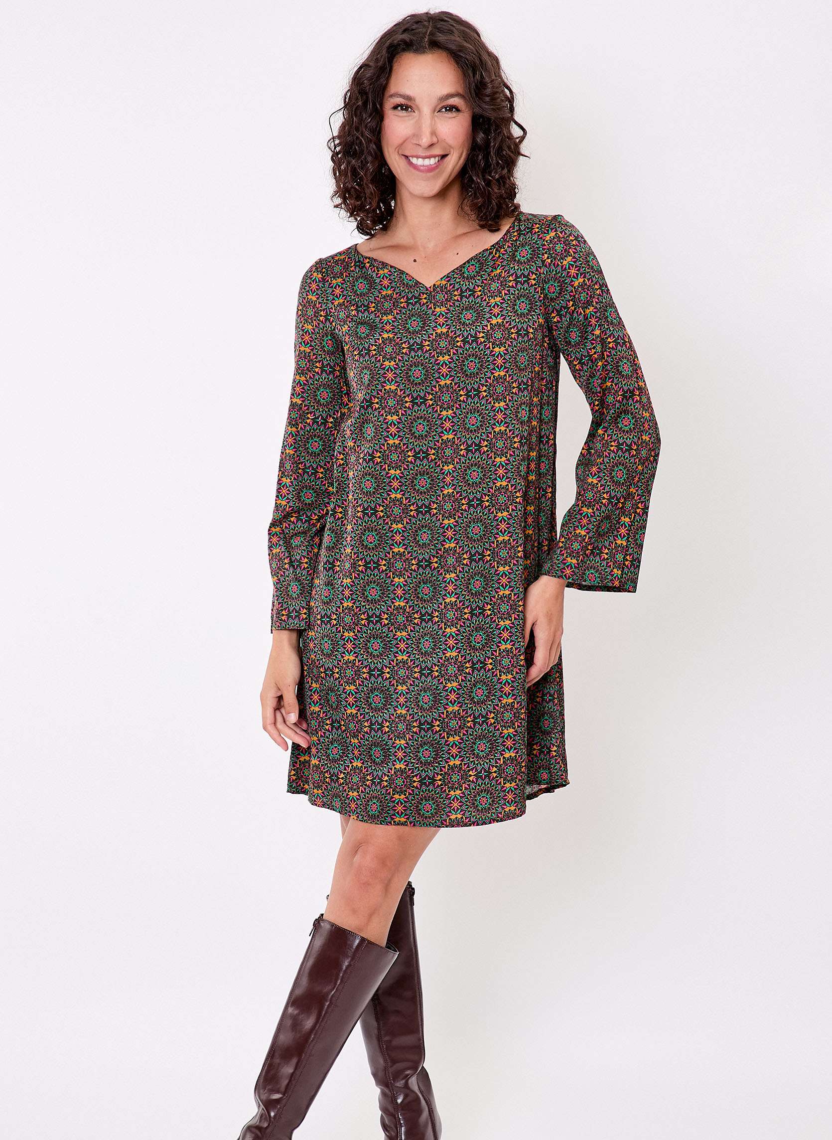 Robe fluide satine trapze DOLI