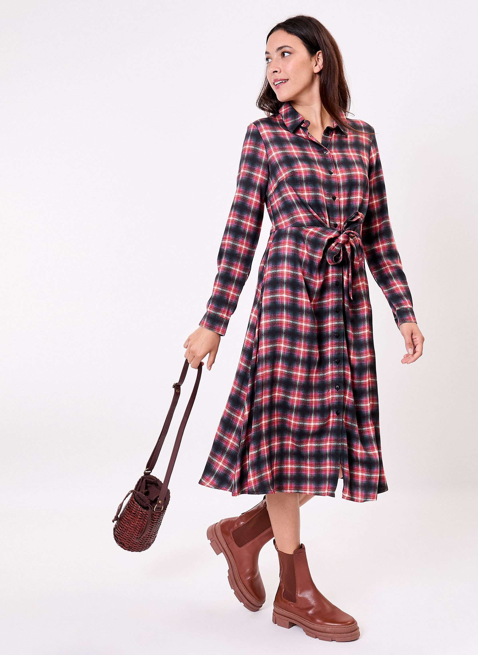 Robe chemise midi fluide  nouer TESSY