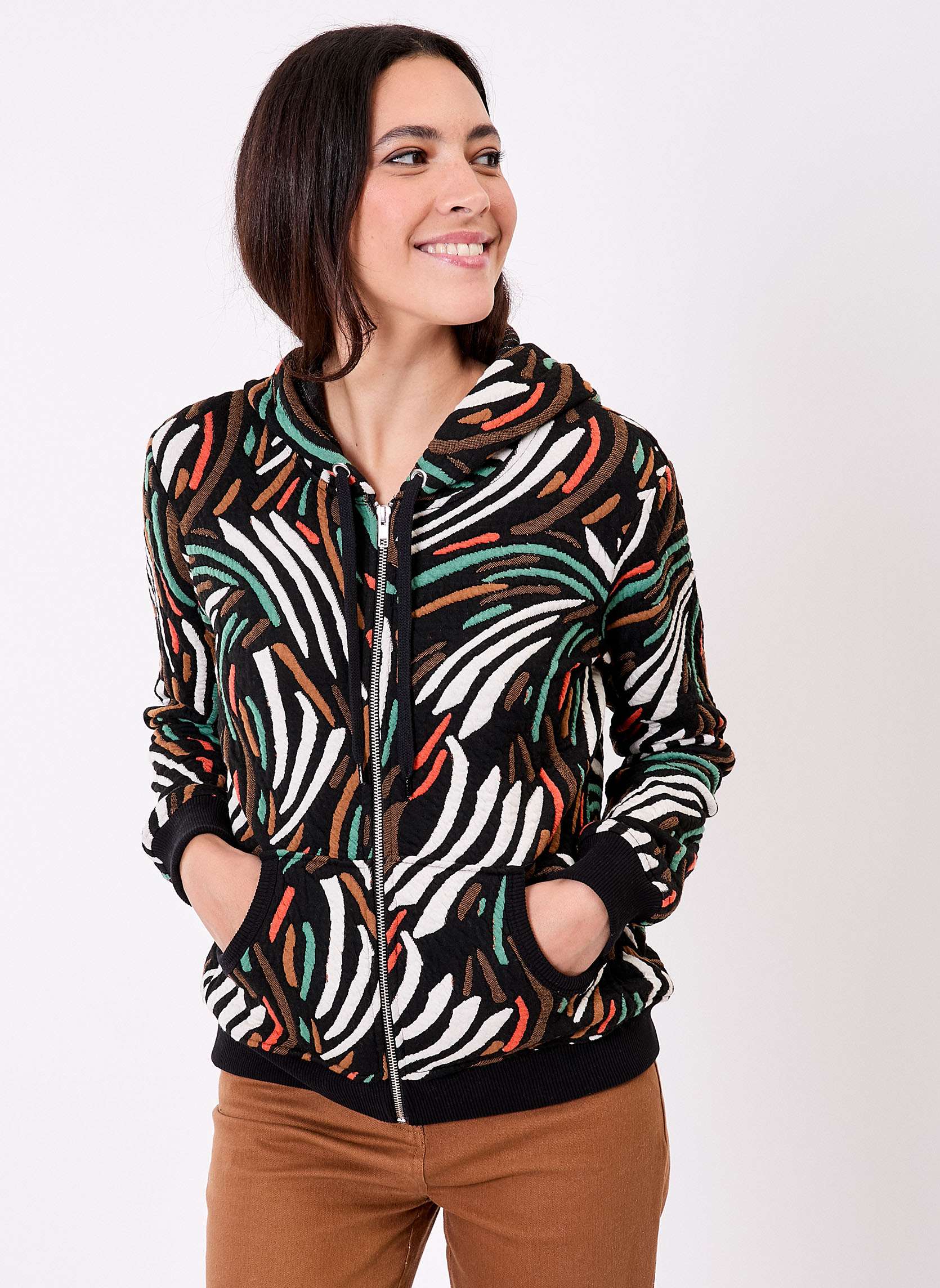 Sweat zipp maille jacquard YUMI