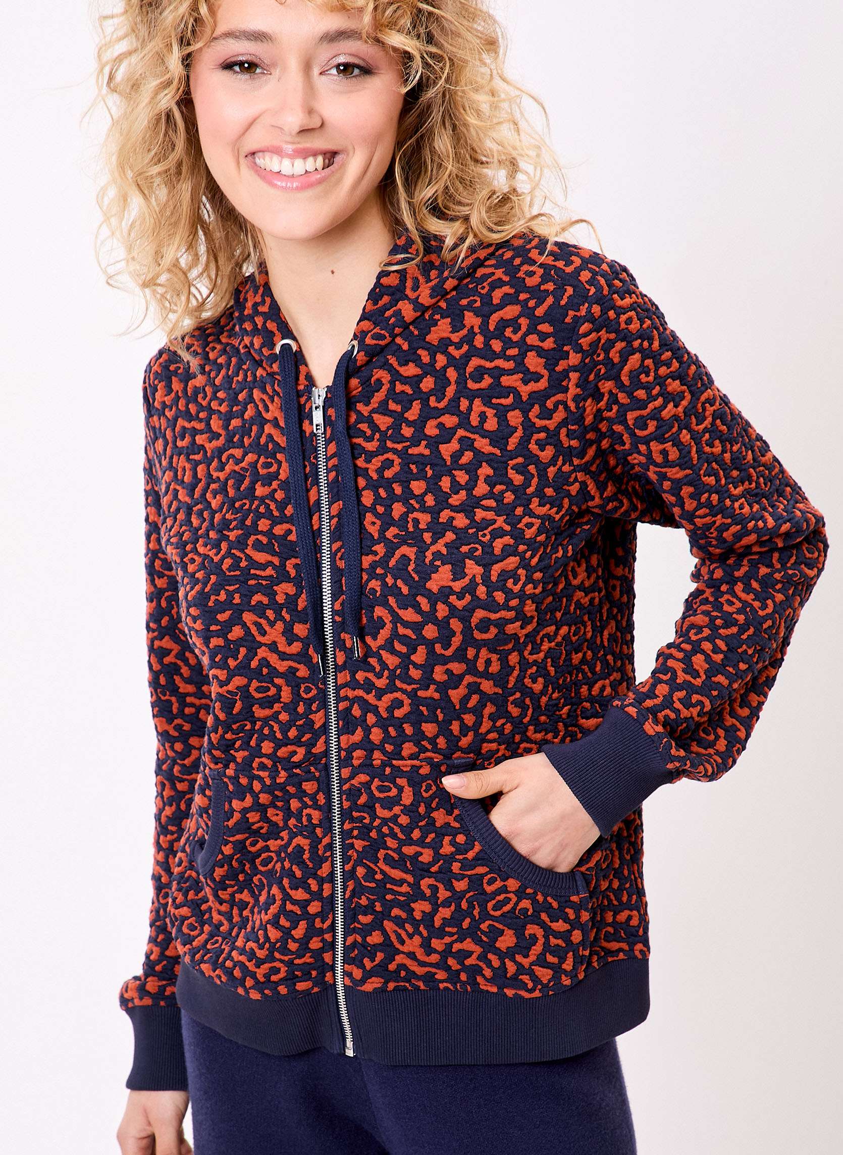 Sweat zipp maille jacquard YUMI