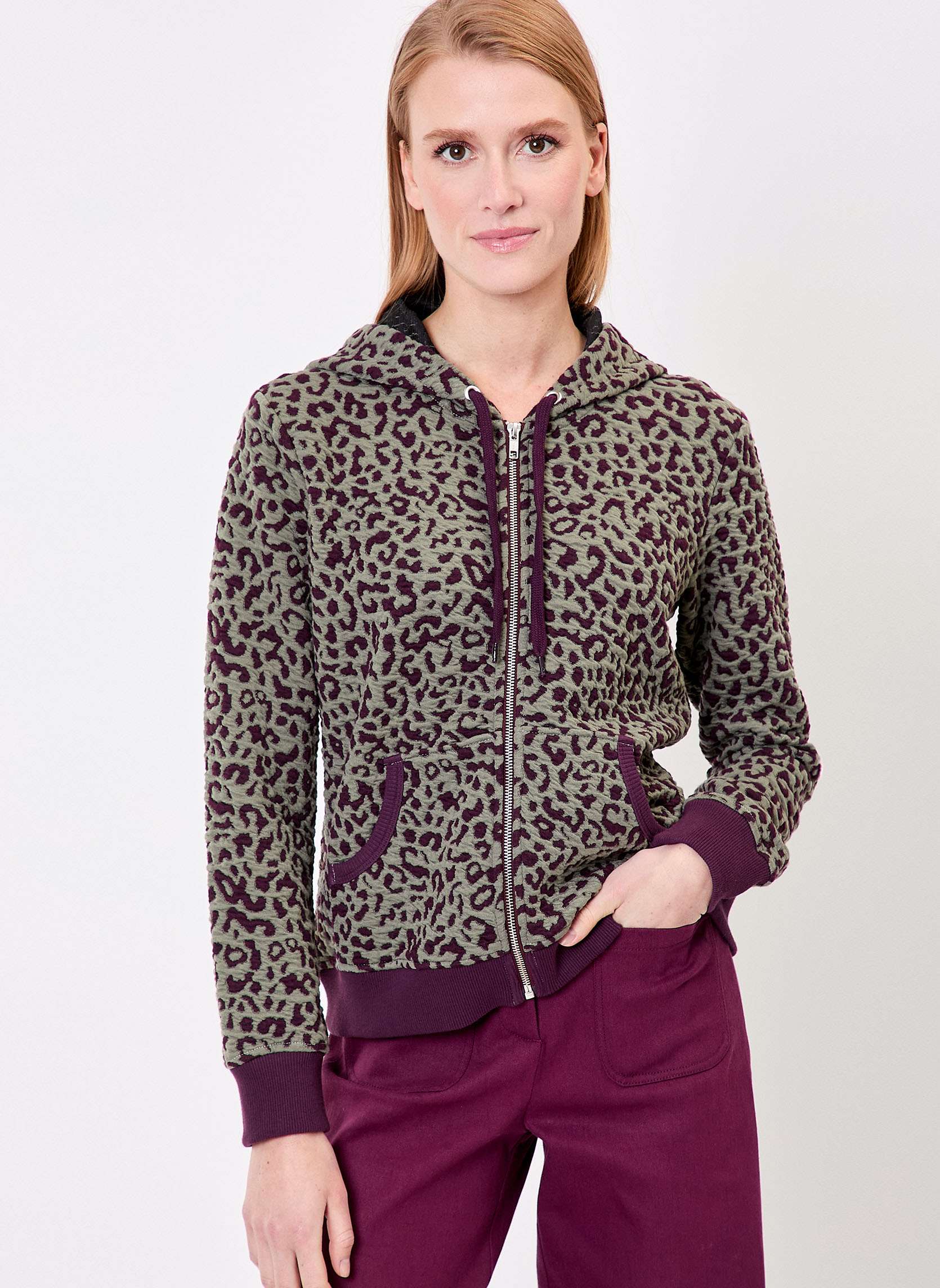 Sweat zipp maille jacquard YUMI