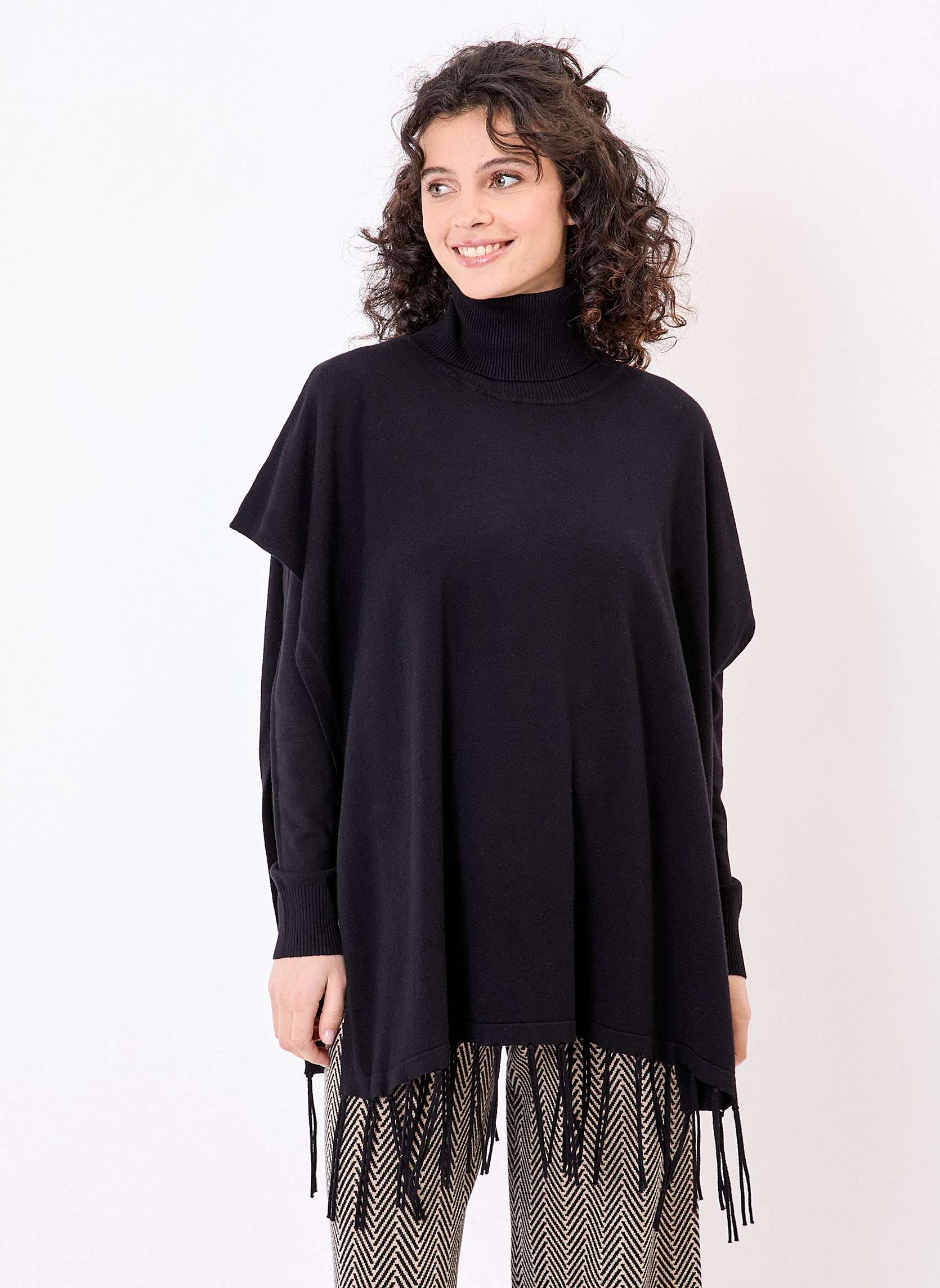 Poncho maille col roul PAT