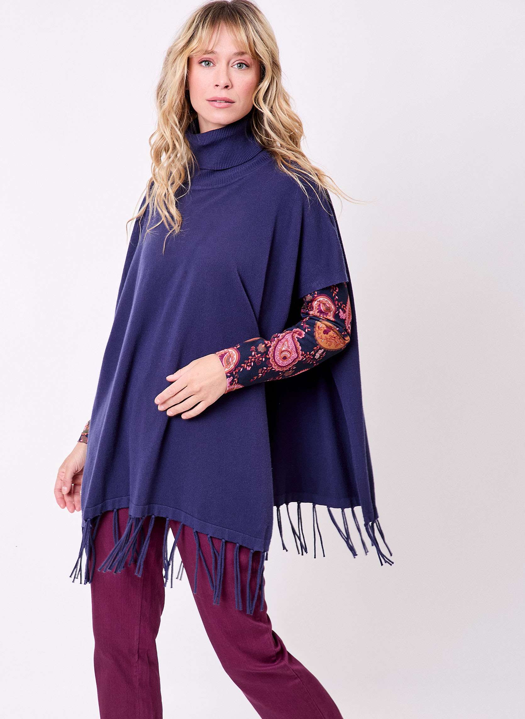 Poncho maille col roul PAT