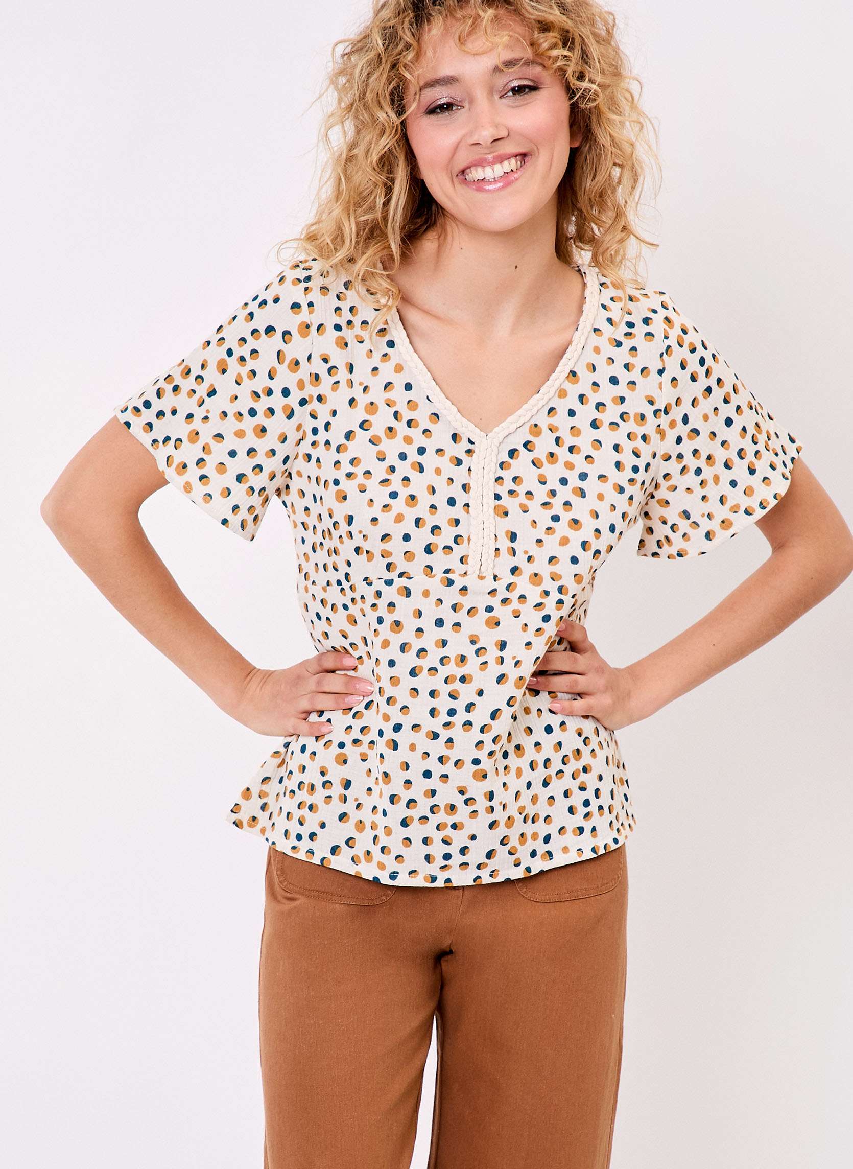 Top col V trss gaze de coton bio MIMI