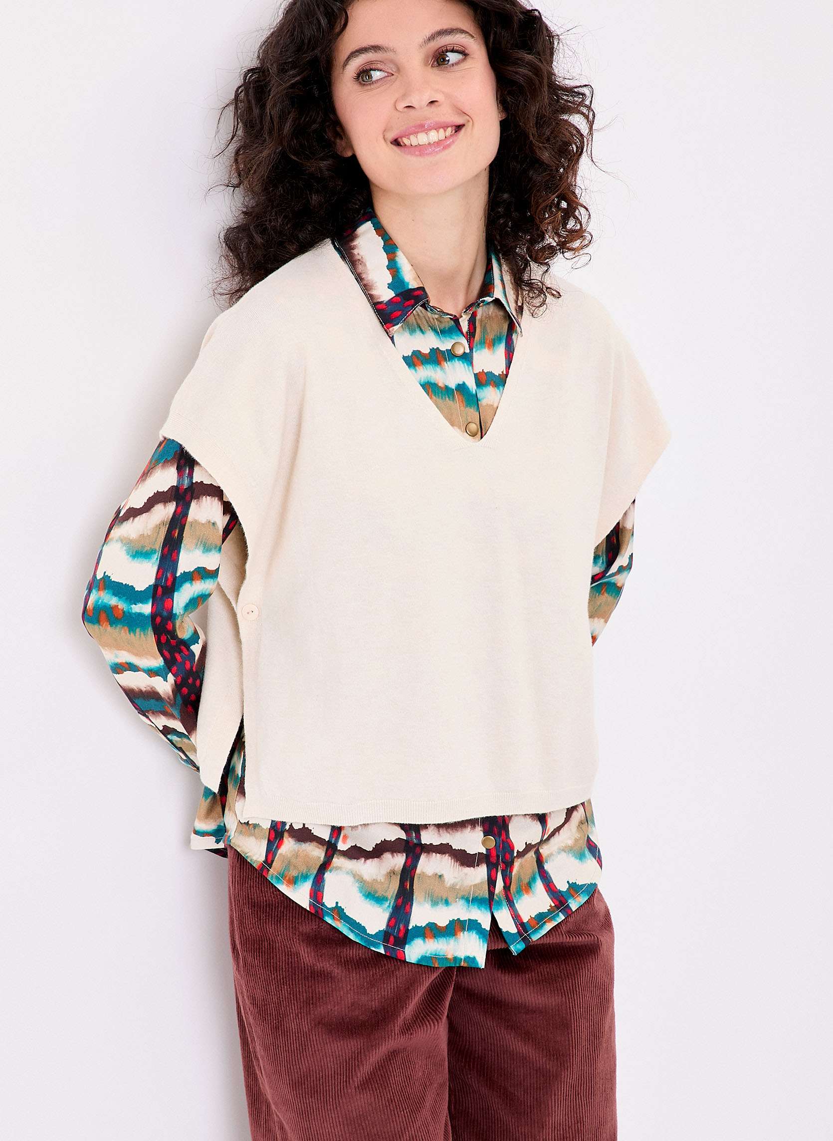Pull maille sans manche SATINKA