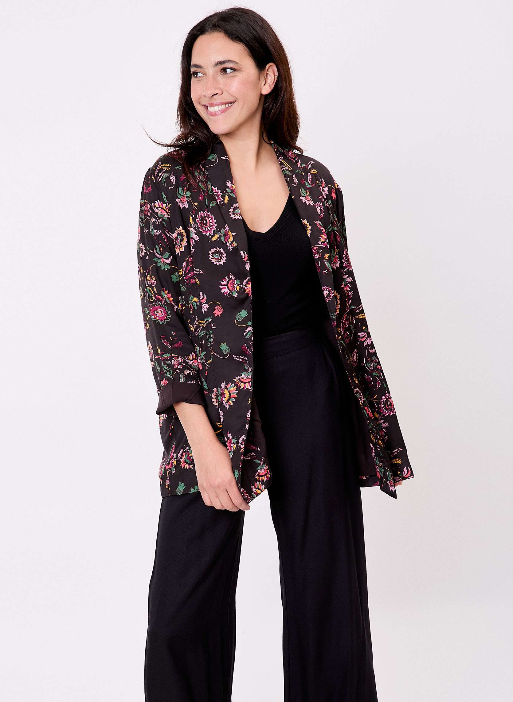 Veste kimono fluide satine SCARLET