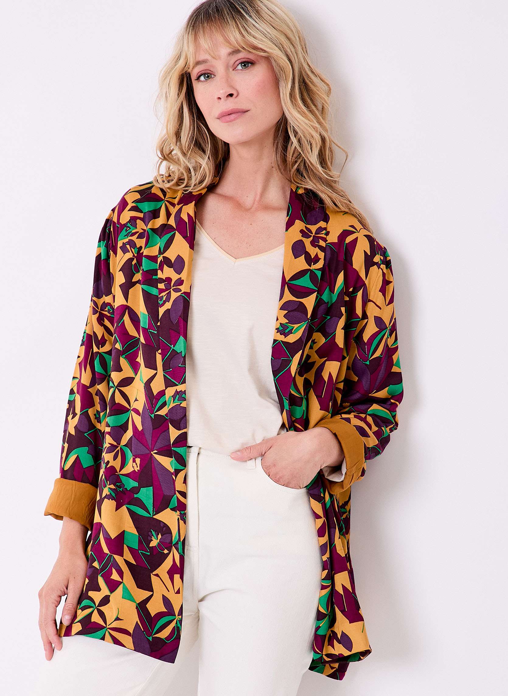 Veste kimono fluide satine SCARLET