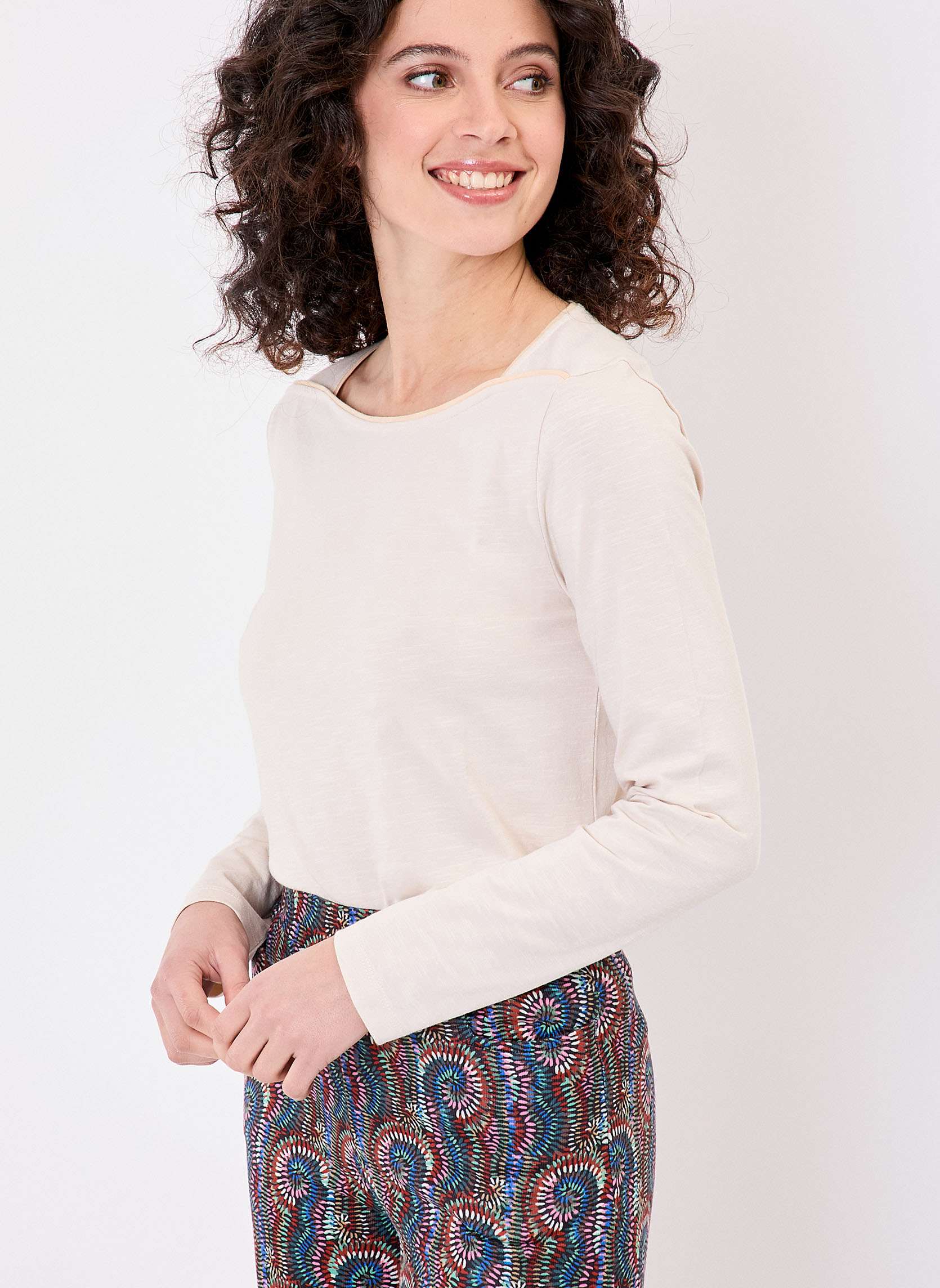T-shirt uni coton bio col bateau GONDA