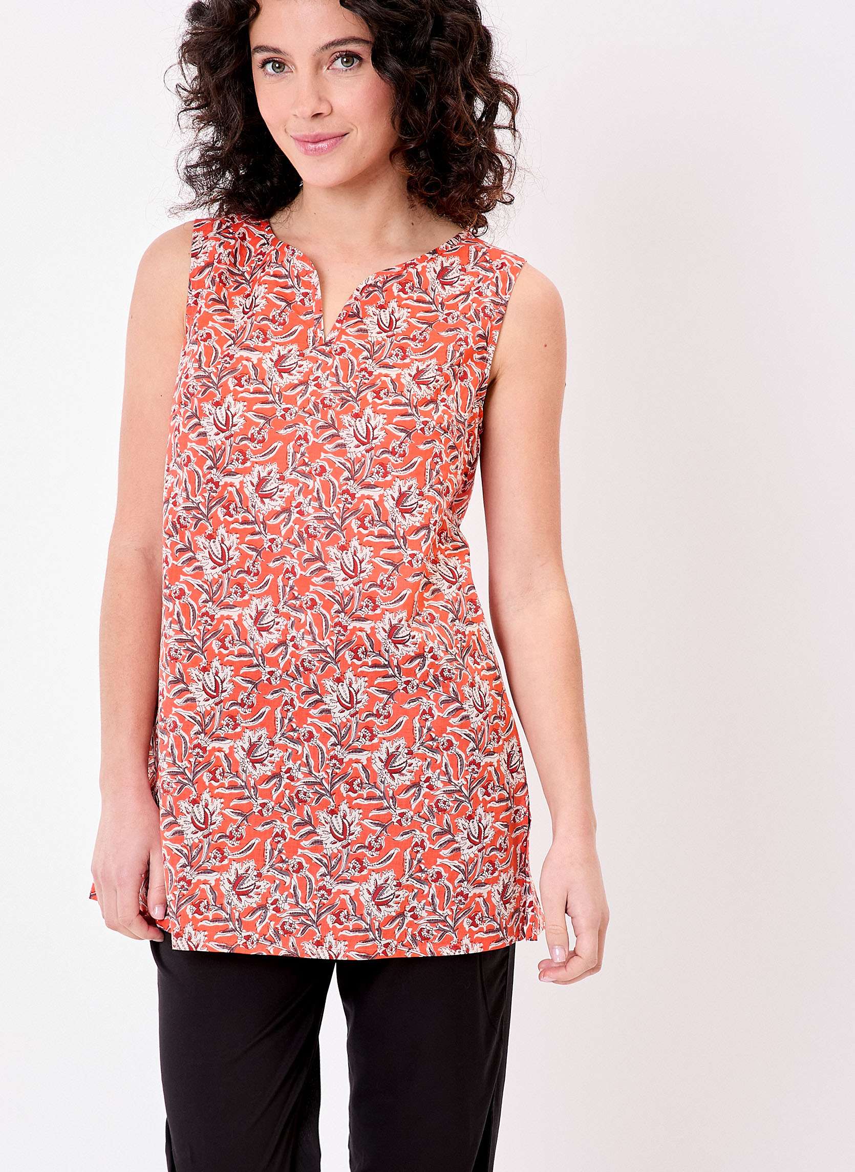 Tunique sans manche voile de coton bio TINOU