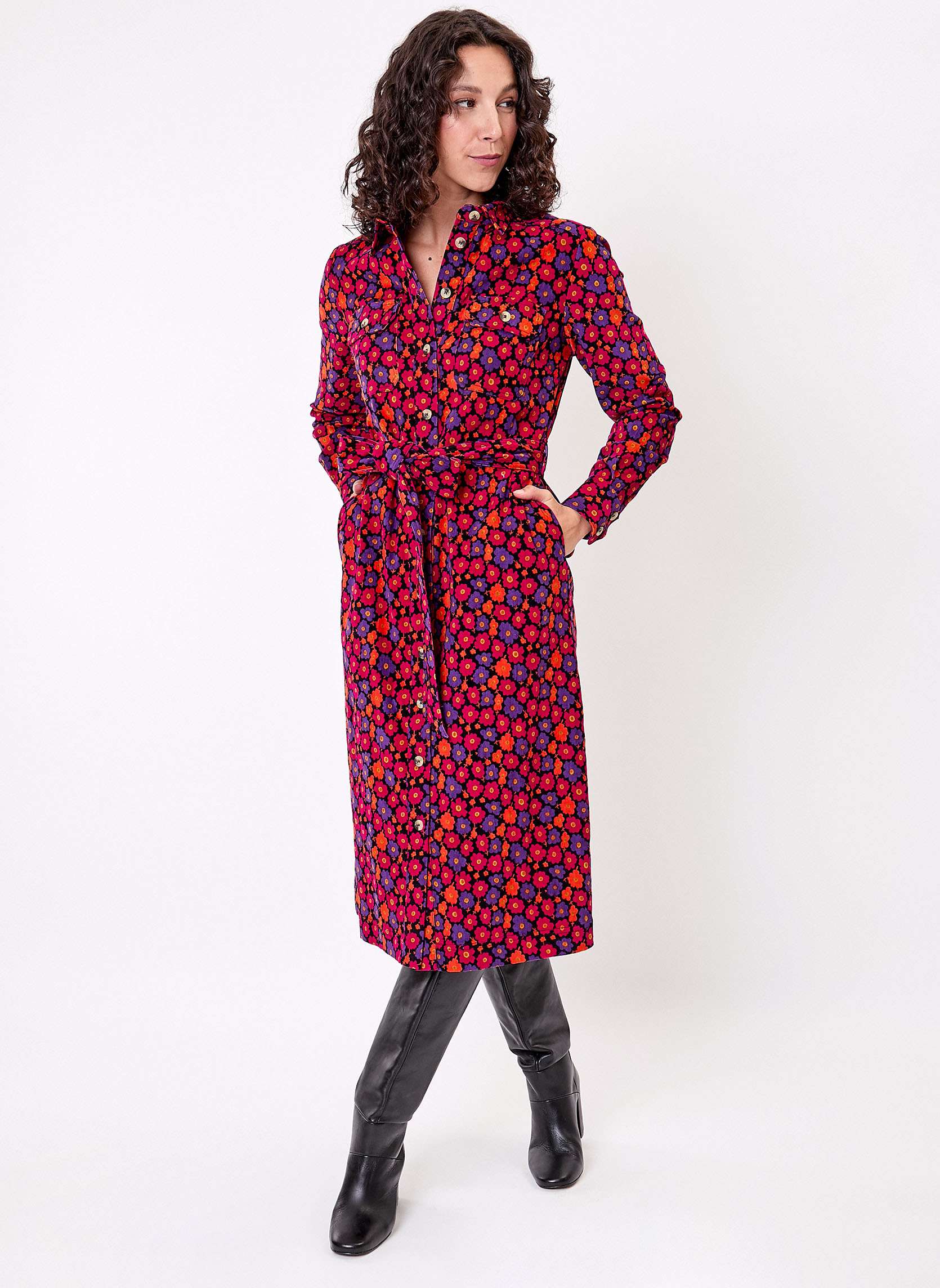 Robe midi chemisier velours ctel LOUISON