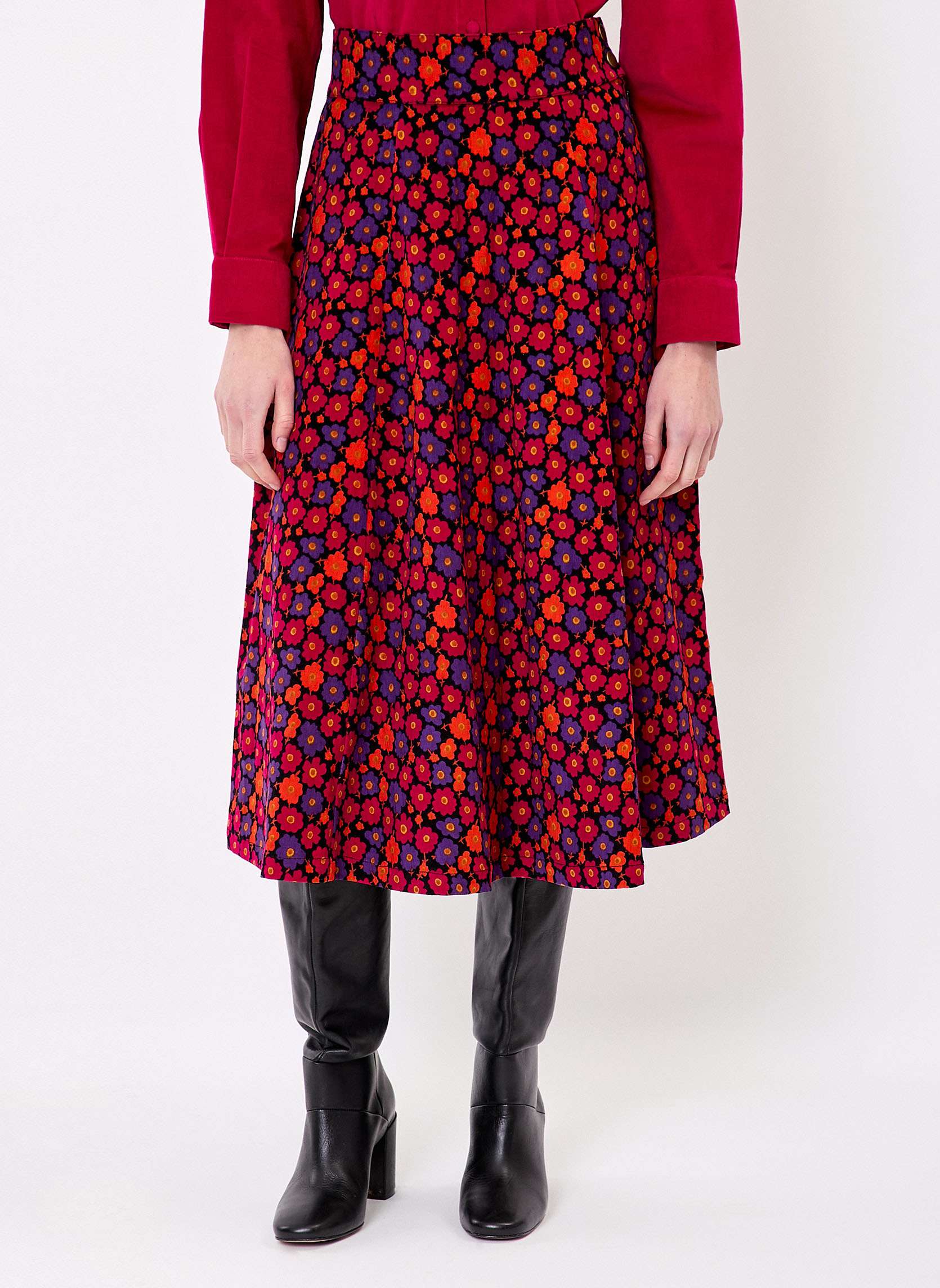 Jupe midi vase velours ctel KIMEE