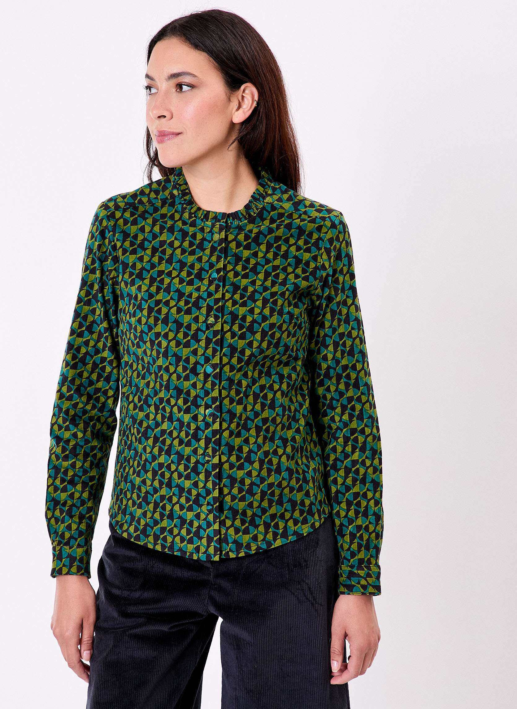 Chemise velours ctel col rond LUC