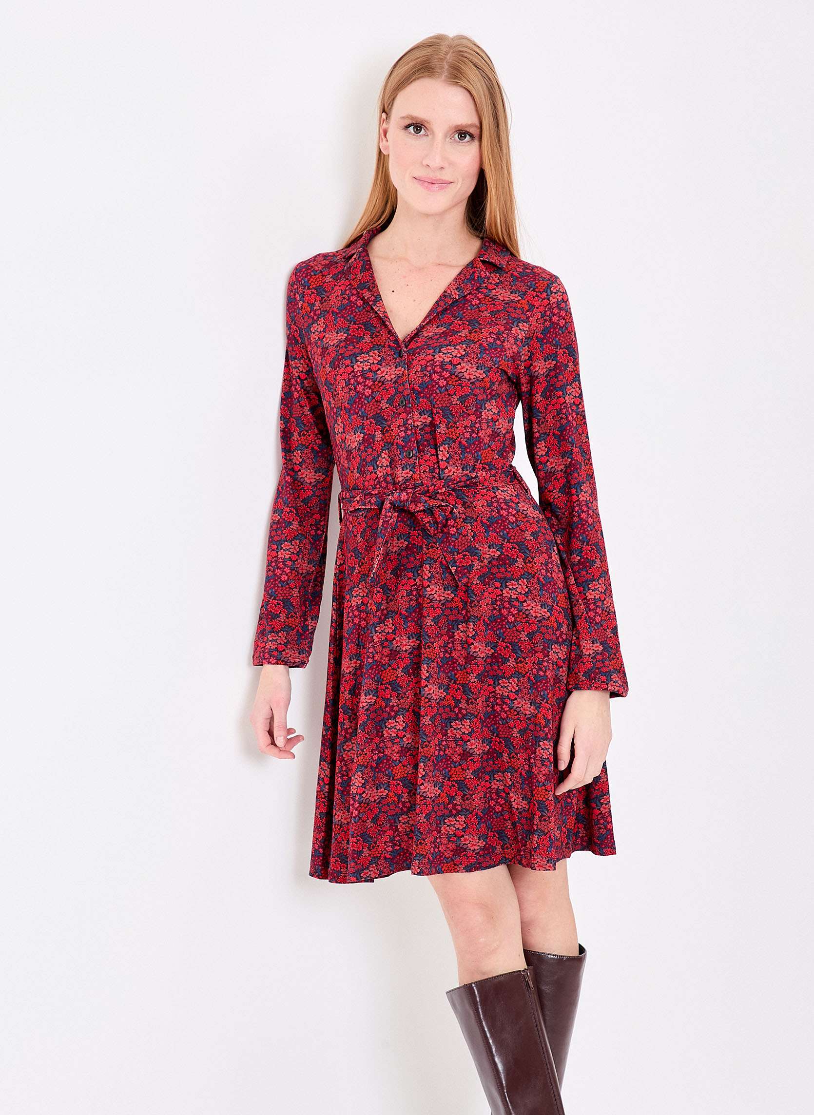 Robe maille fluide ceinture EZONE