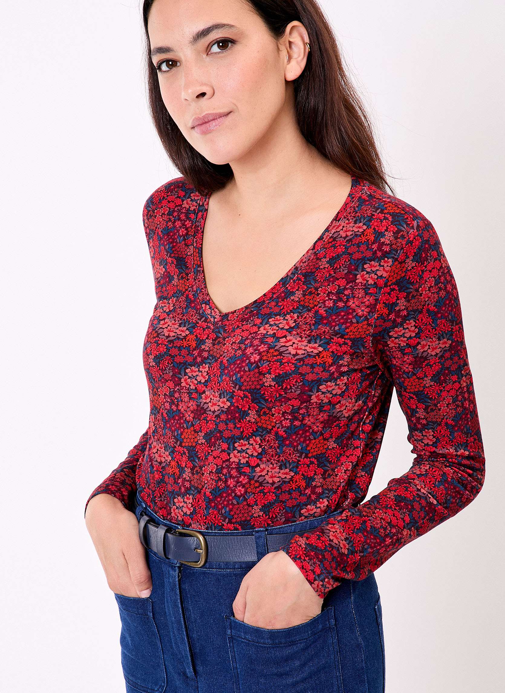 T-shirt maille fluide col V JULIA