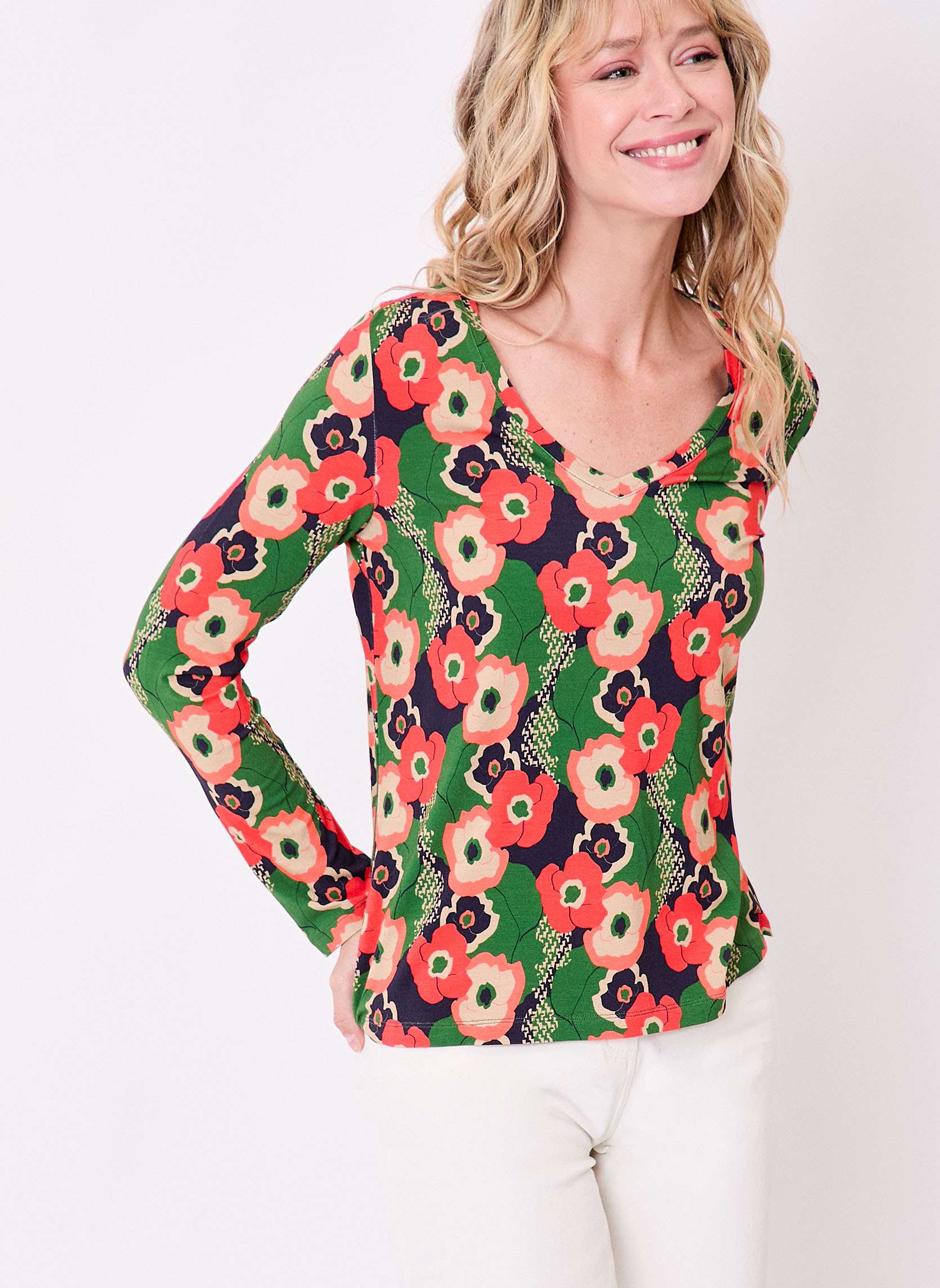 T-shirt maille fluide col V JULIA