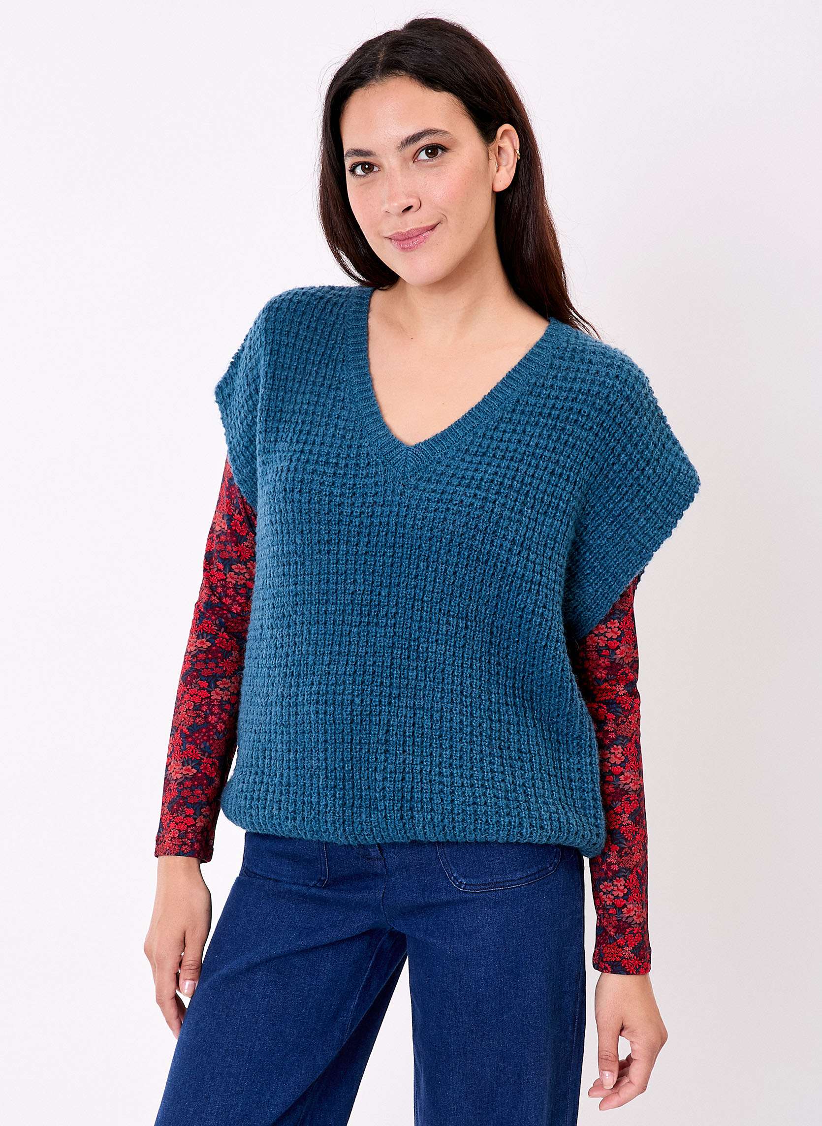 Pull sans manches maille fantaisie PASCALE