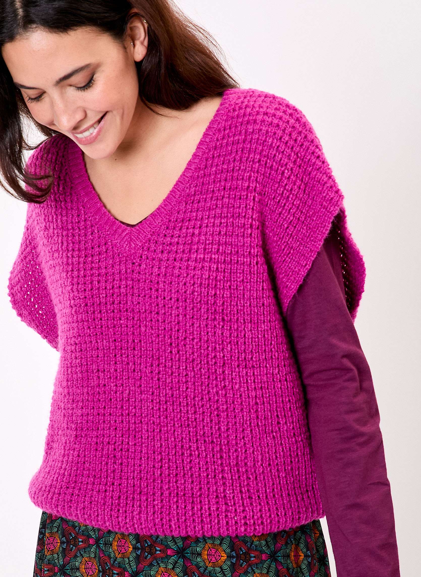 Pull sans manches maille fantaisie PASCALE
