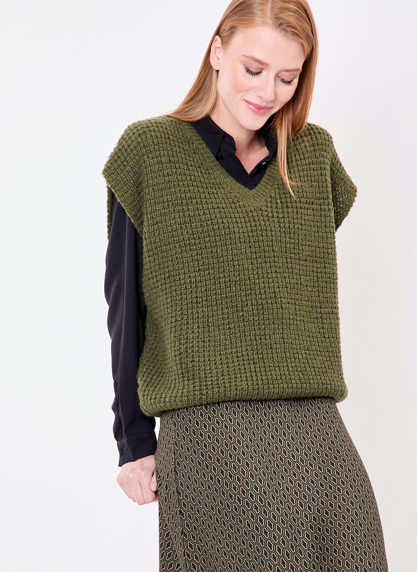 Pull sans manches maille fantaisie PASCALE