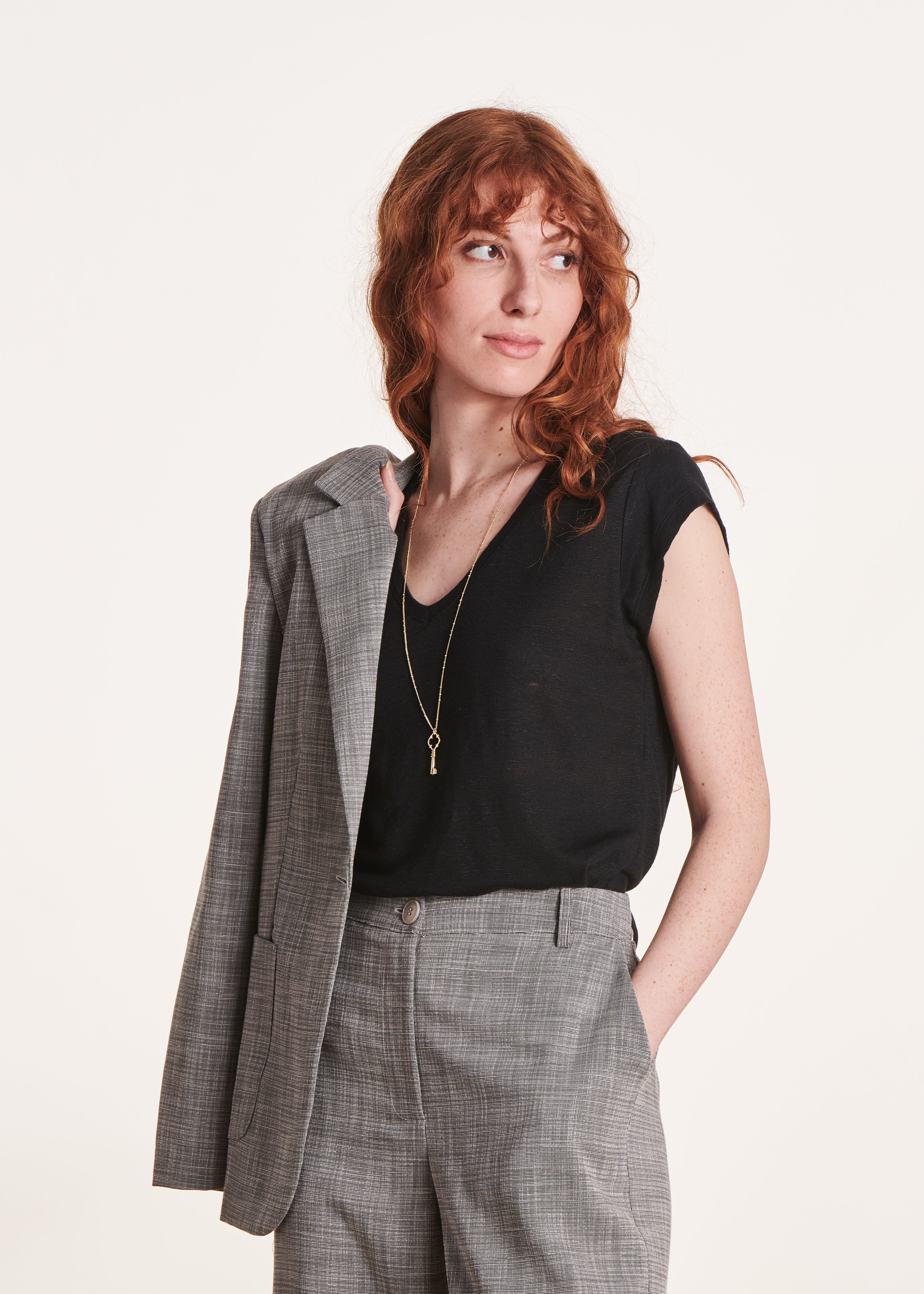 T-shirt en lin manches courtes