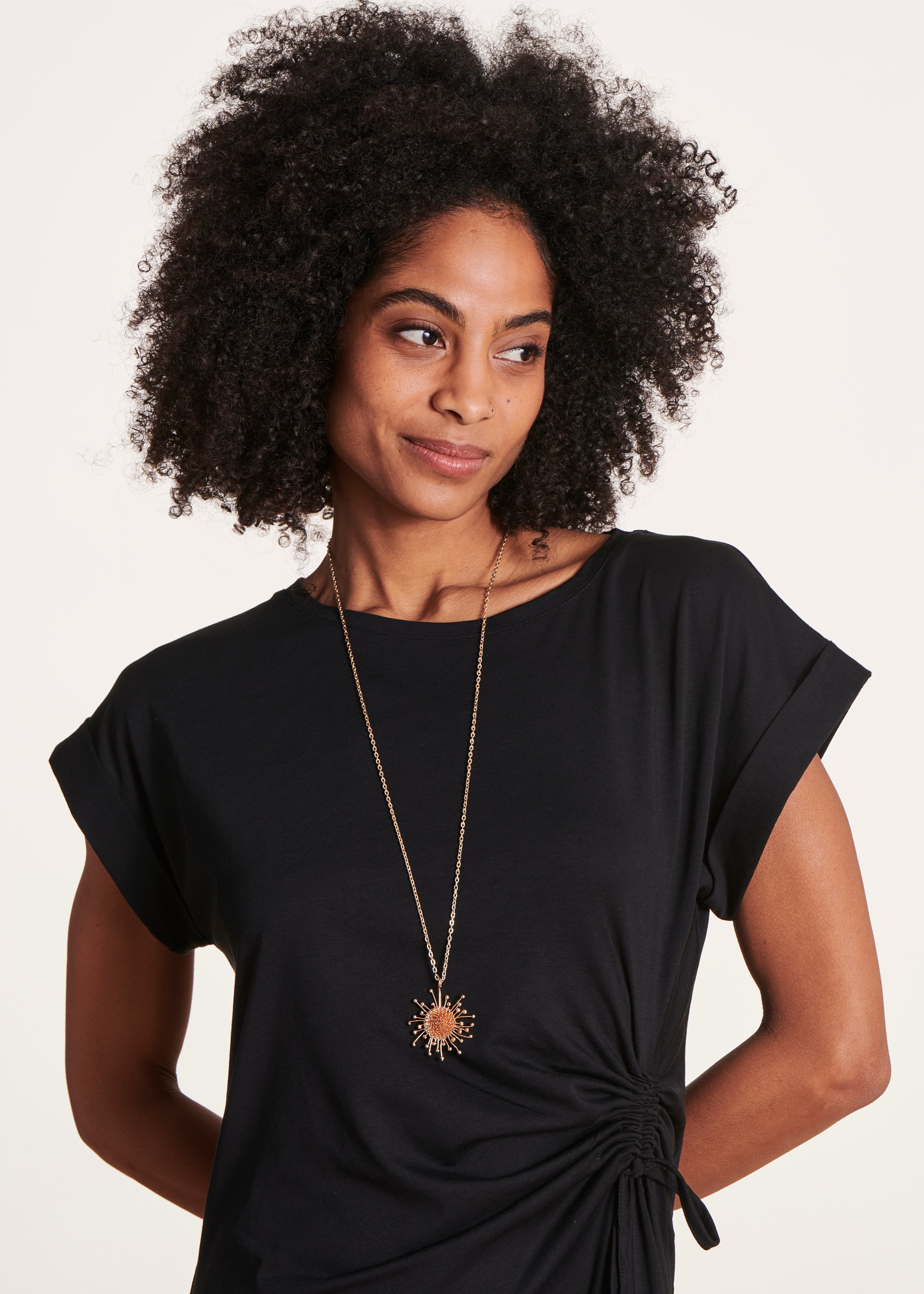 Collier sautoir pampille soleil