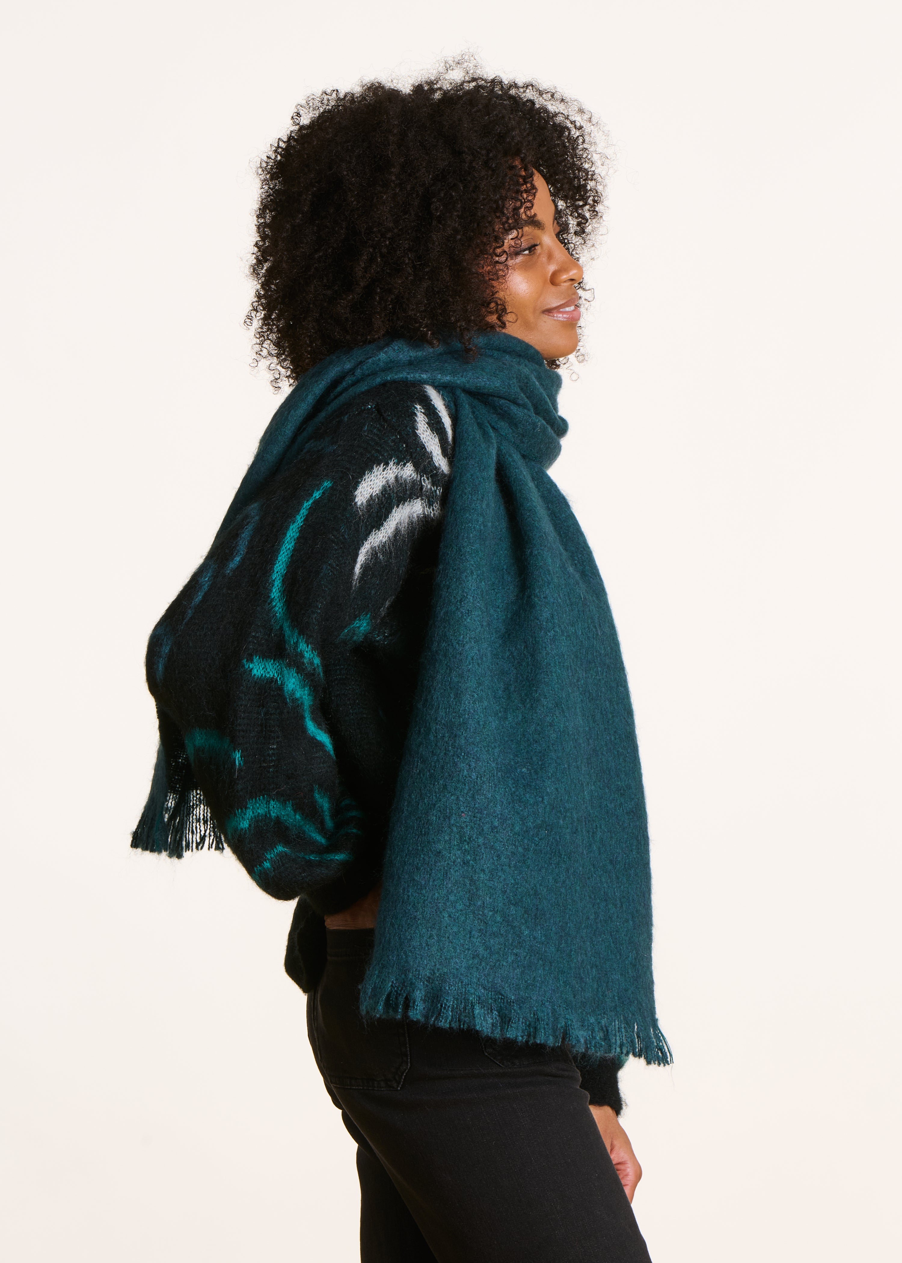 Écharpe unie bleu pétrole