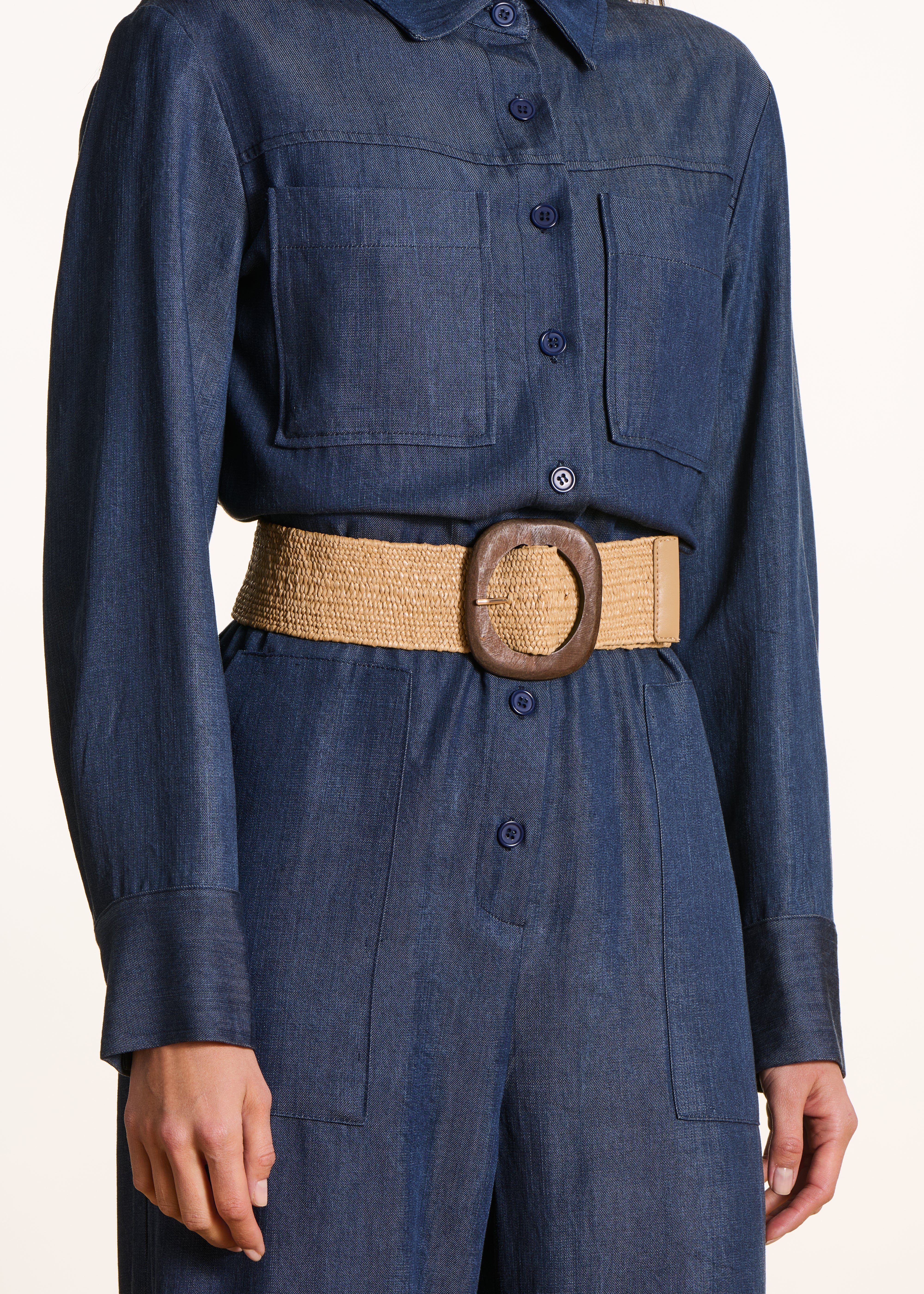 Ceinture large beige élastiquée