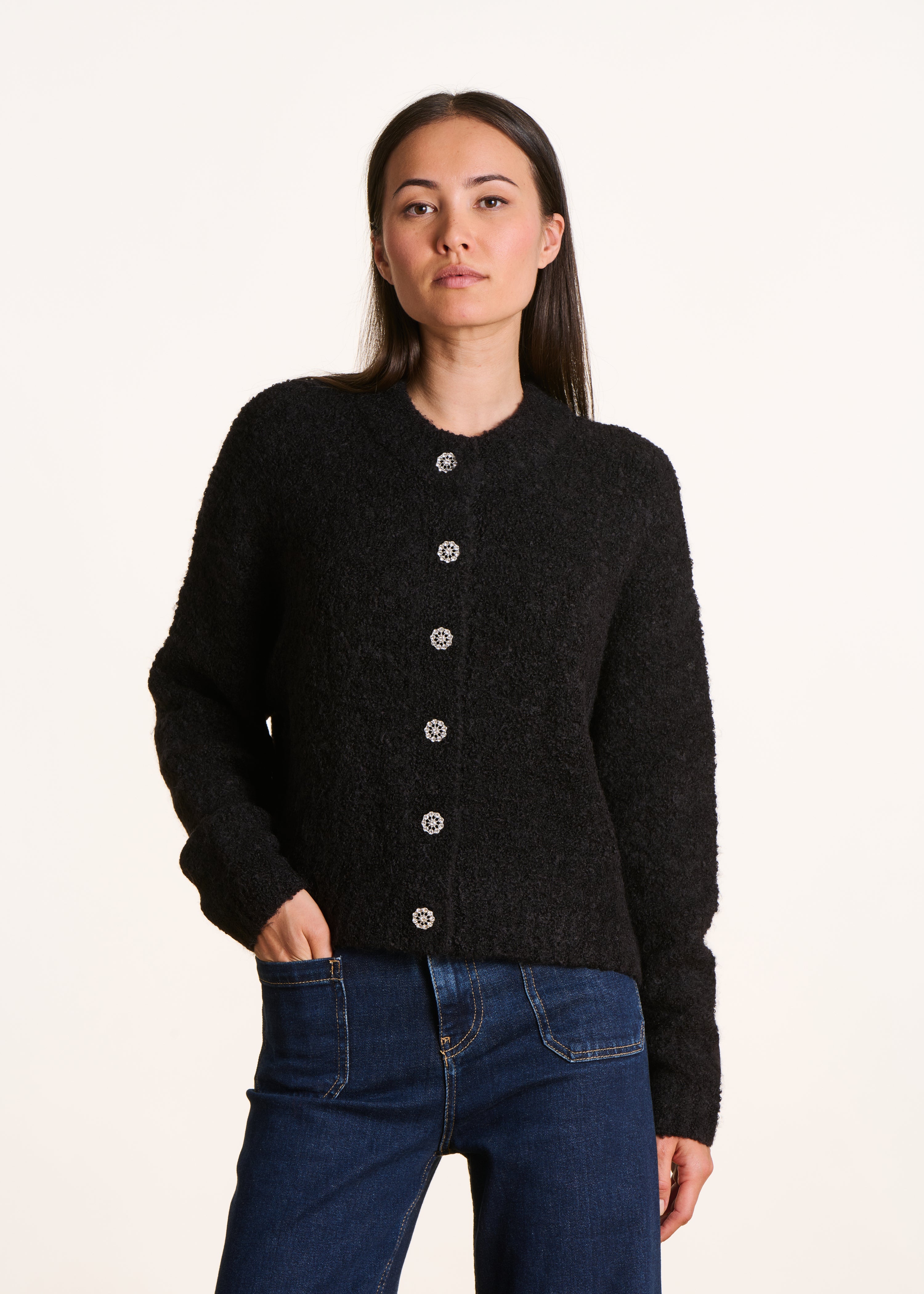 Gilet en maille bouclette