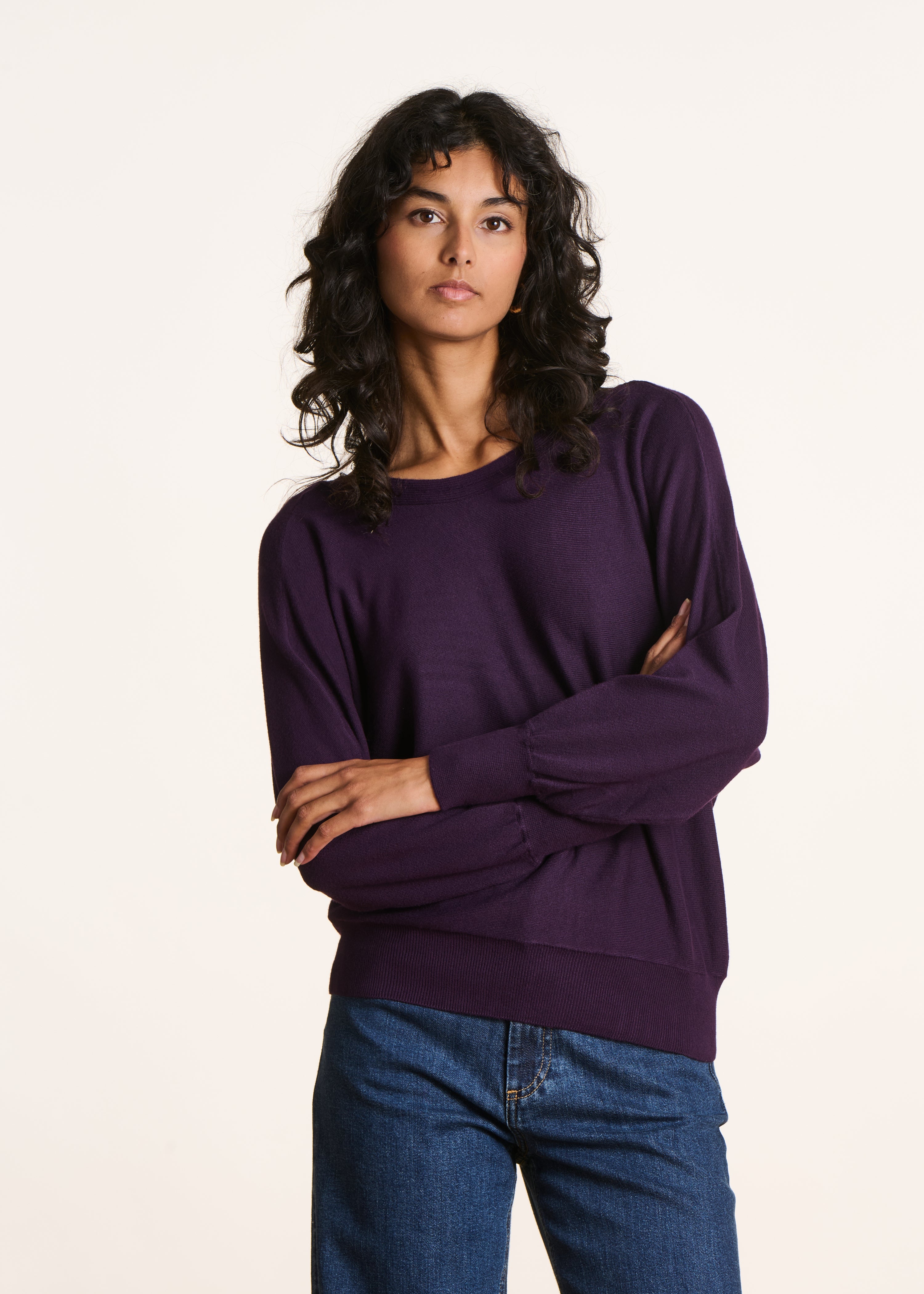 Pull ample en maille fine manches longues