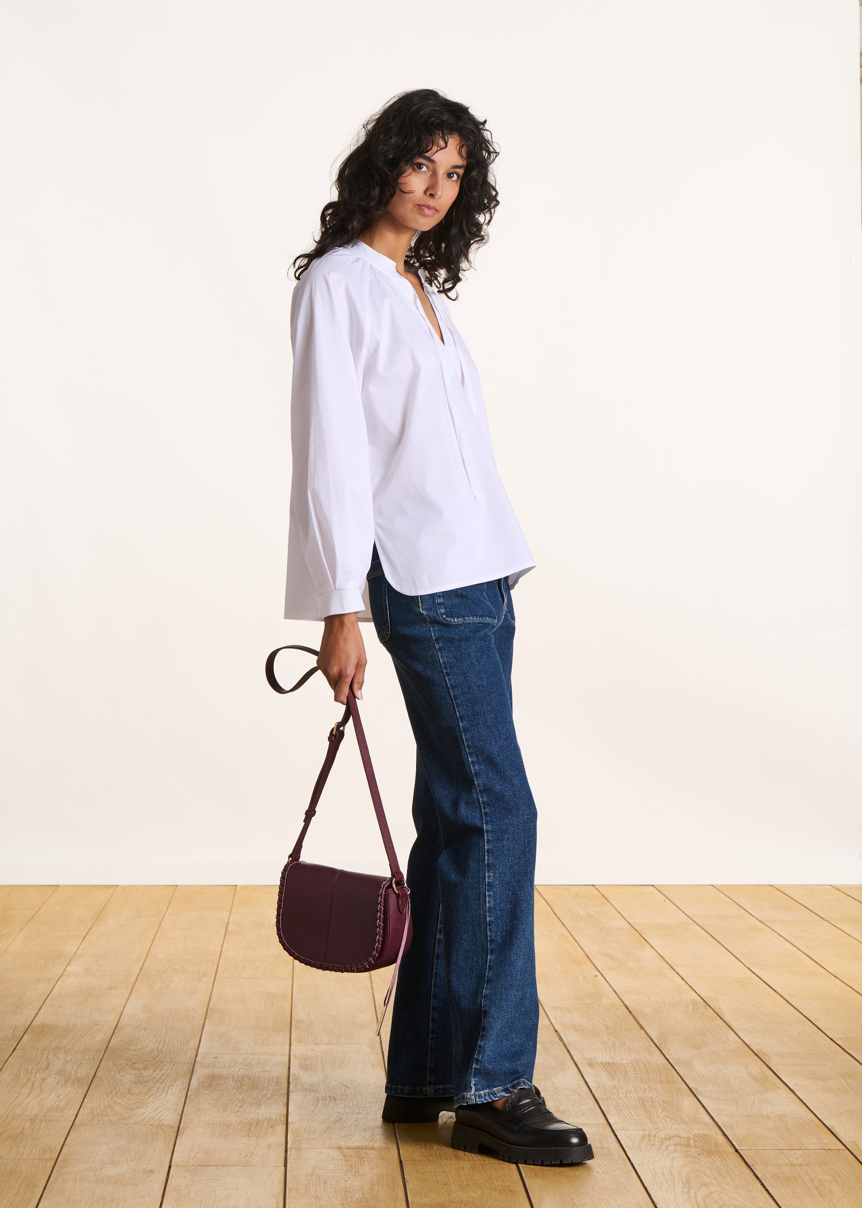 Top ample en coton à manches longues