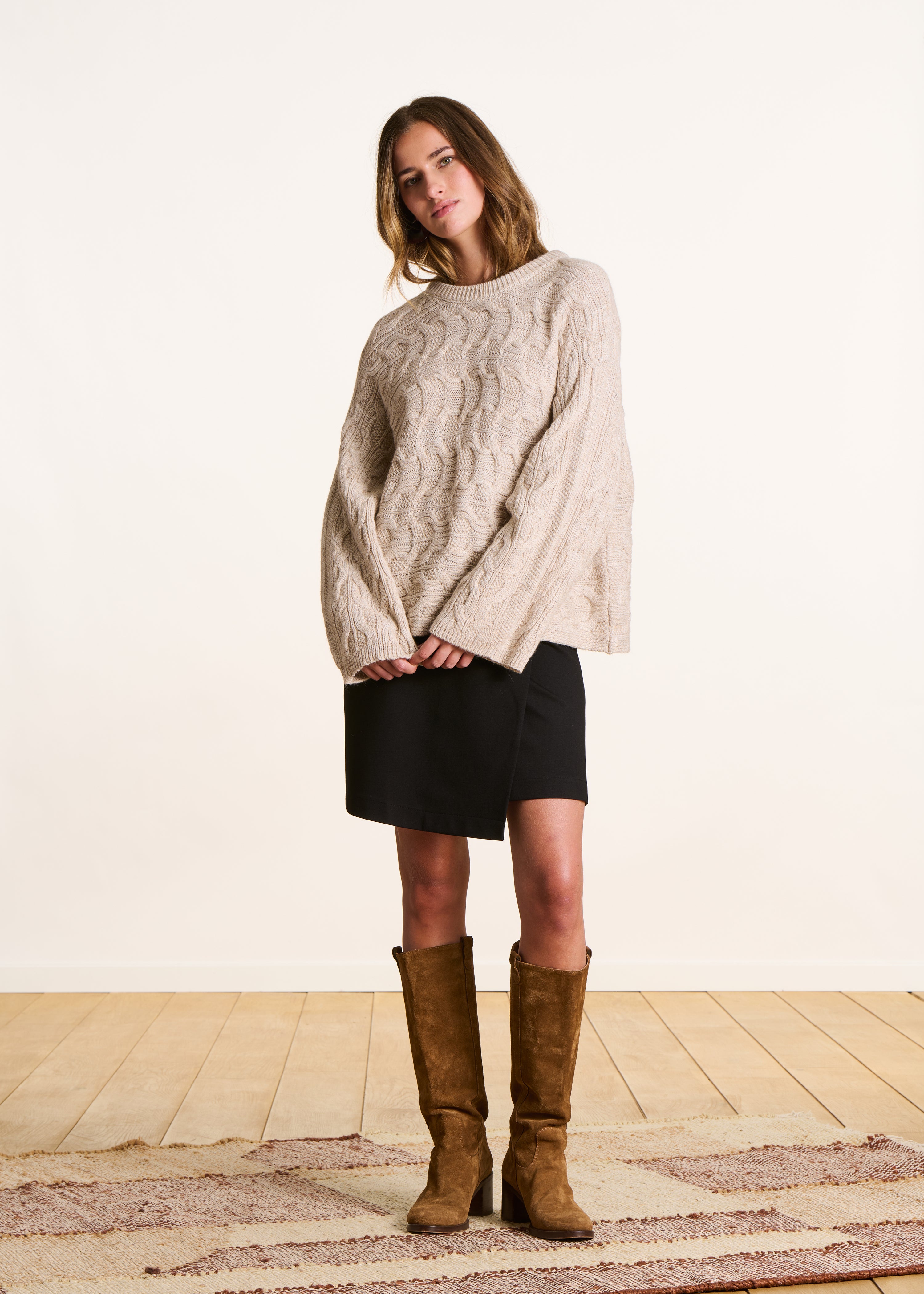 Jupe courte avec pan en milano