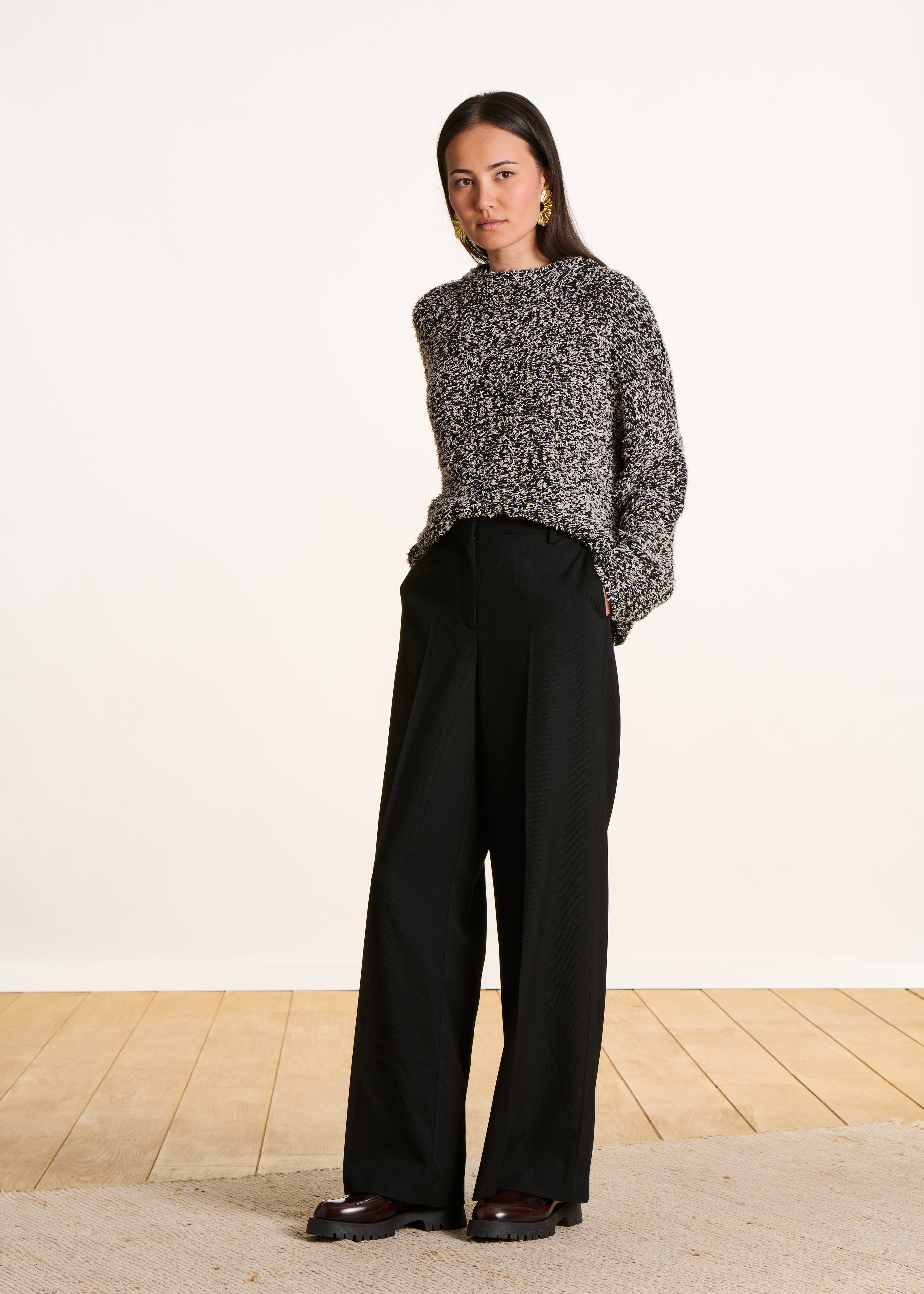 Pantalon droit à taille haute