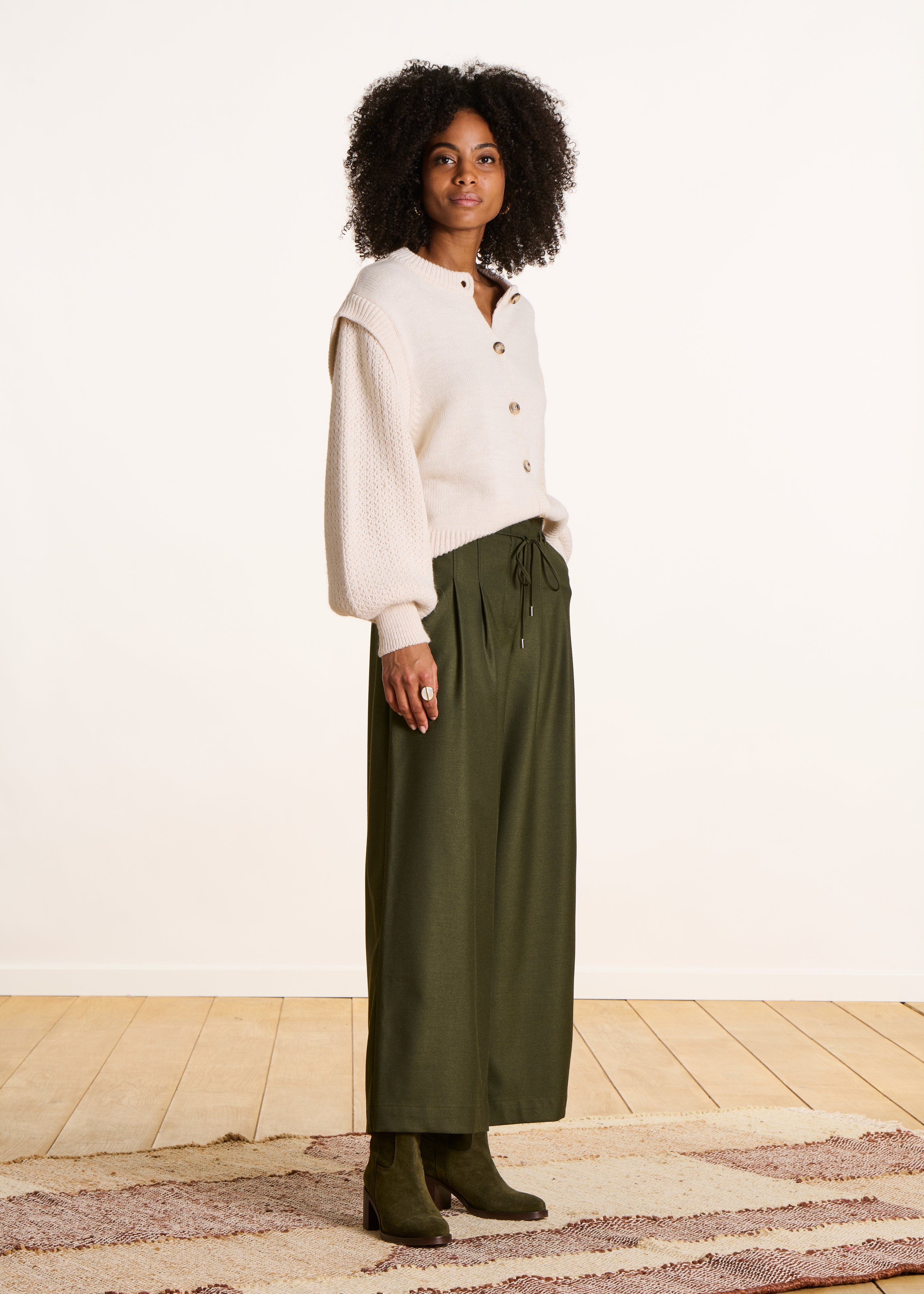 Pantalon cropped en flanelle