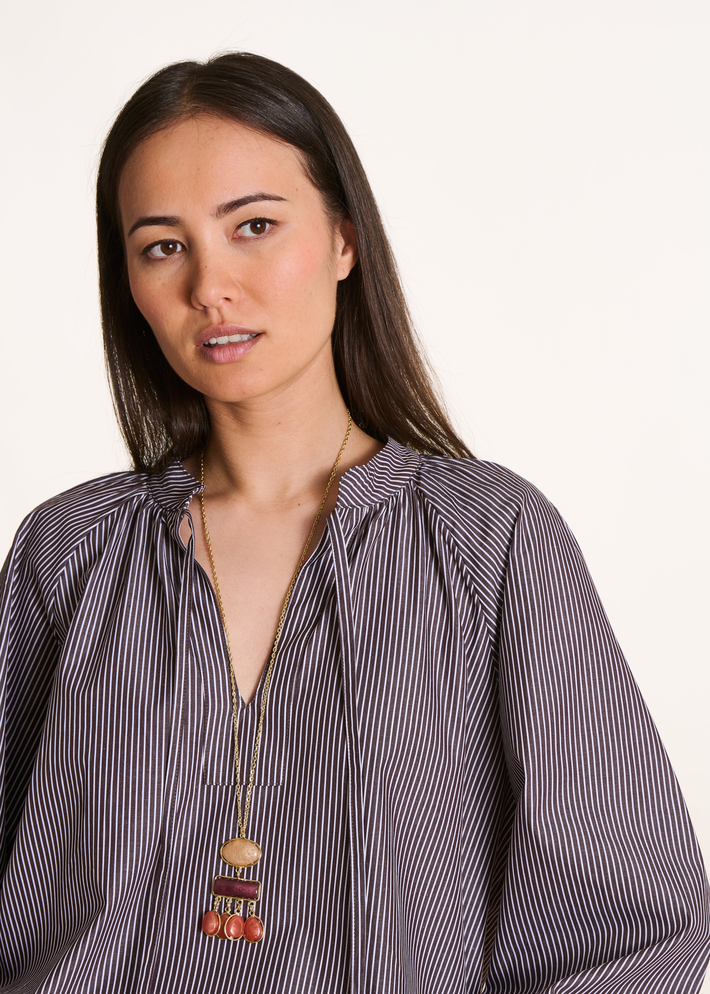 Top ample en coton fines rayures