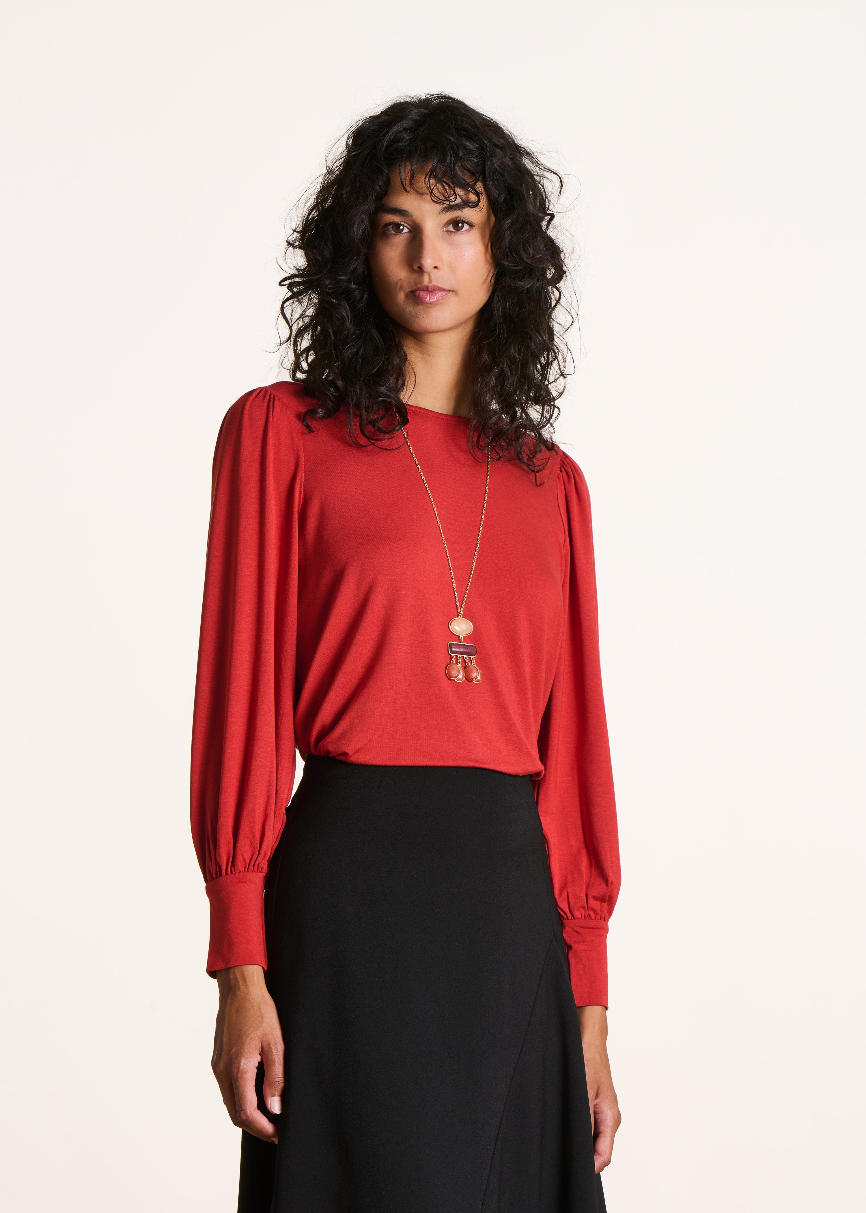 T-shirt rouge ample manches longues