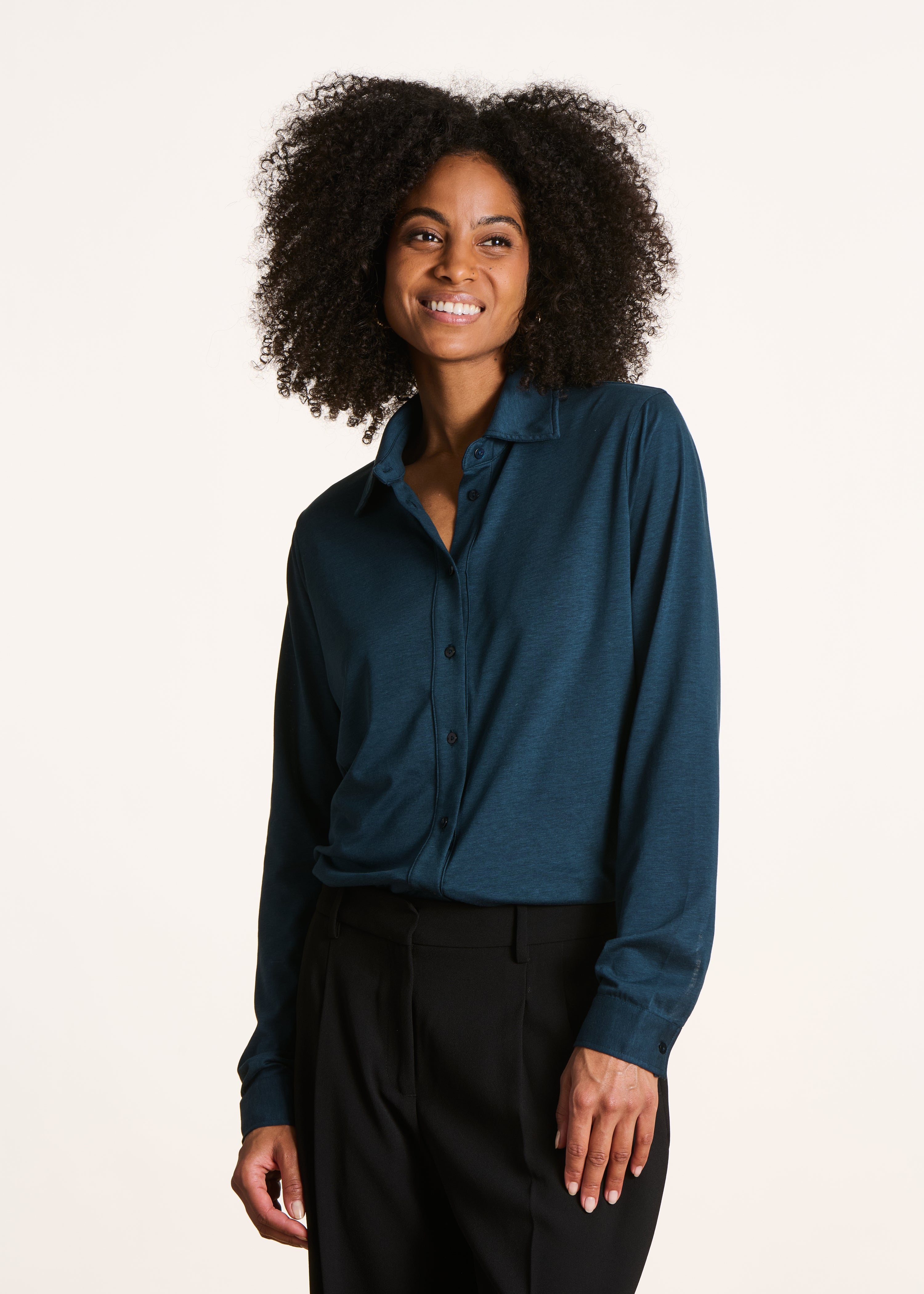 Chemise bleu pétrole en lyocell