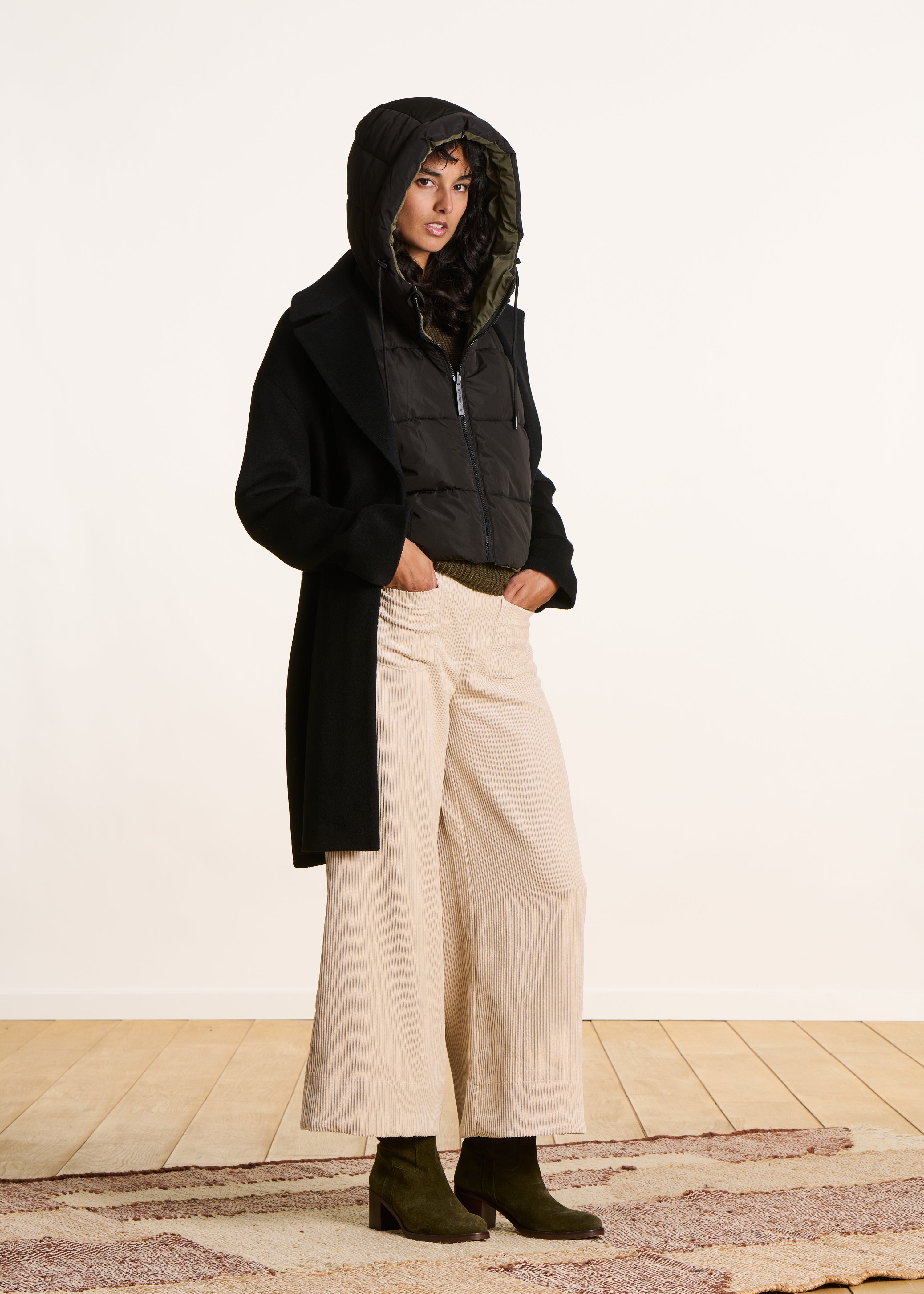 Capuche réversible et kaki