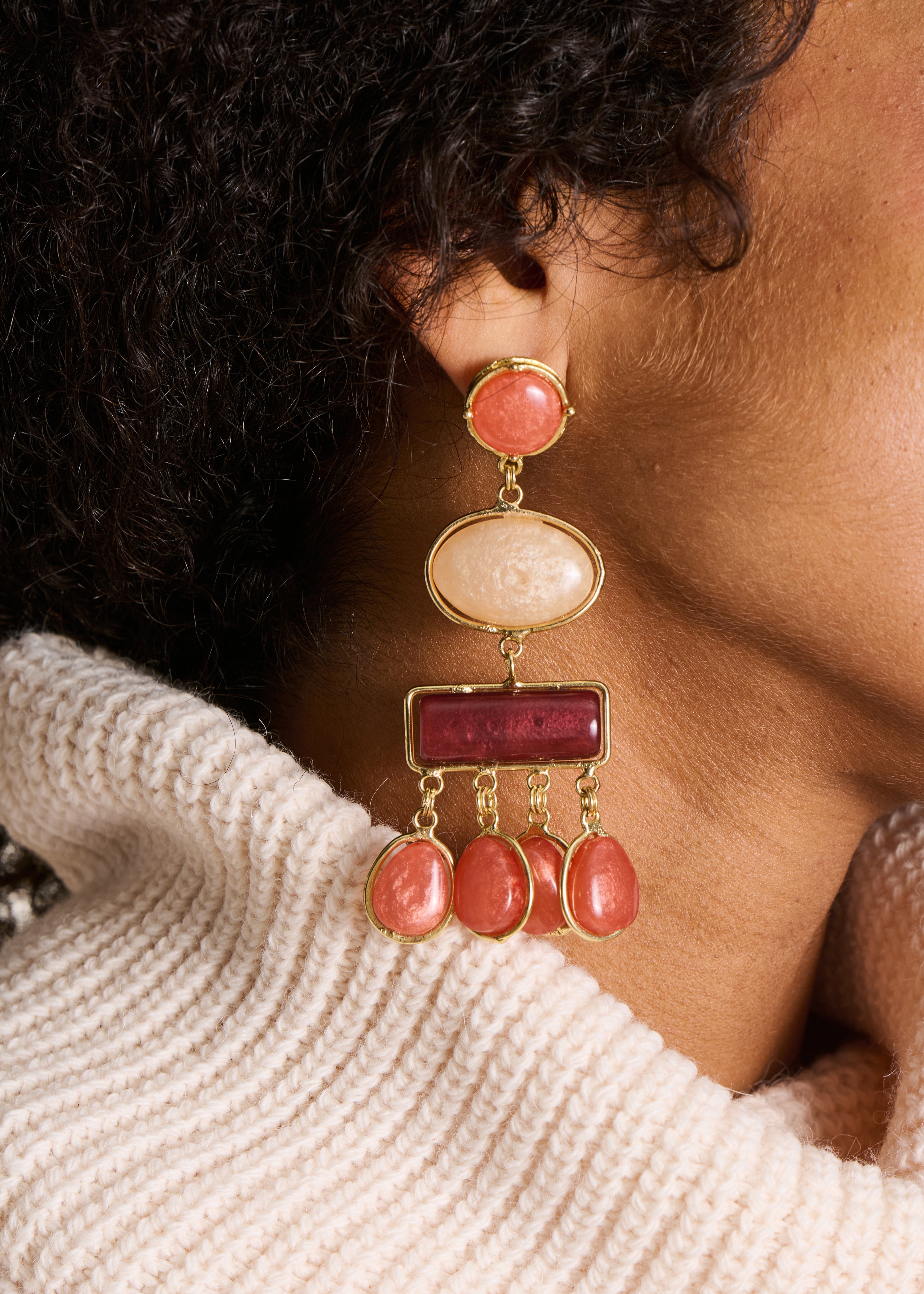 Boucles d'oreilles longues résine