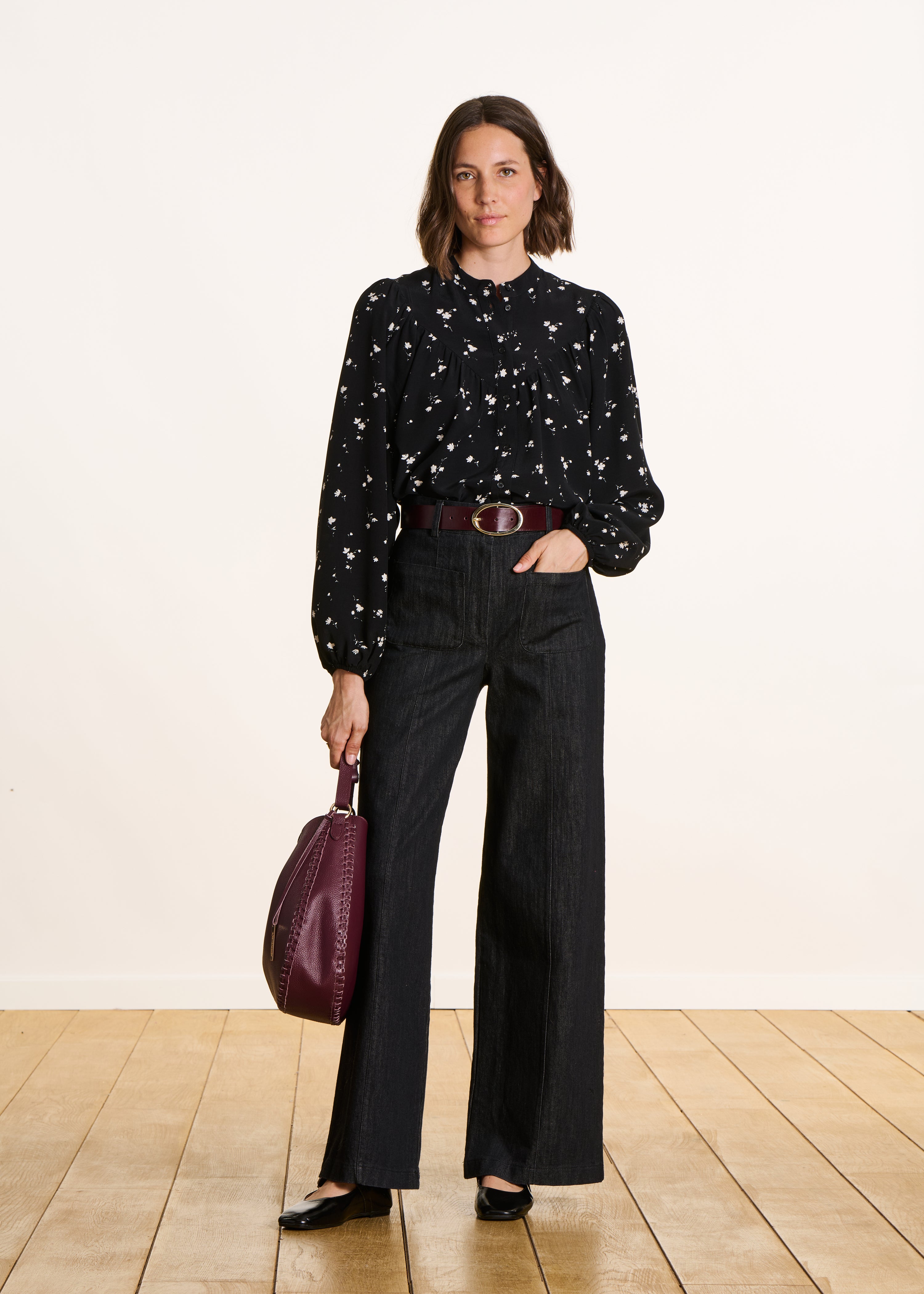 Jean large taille haute