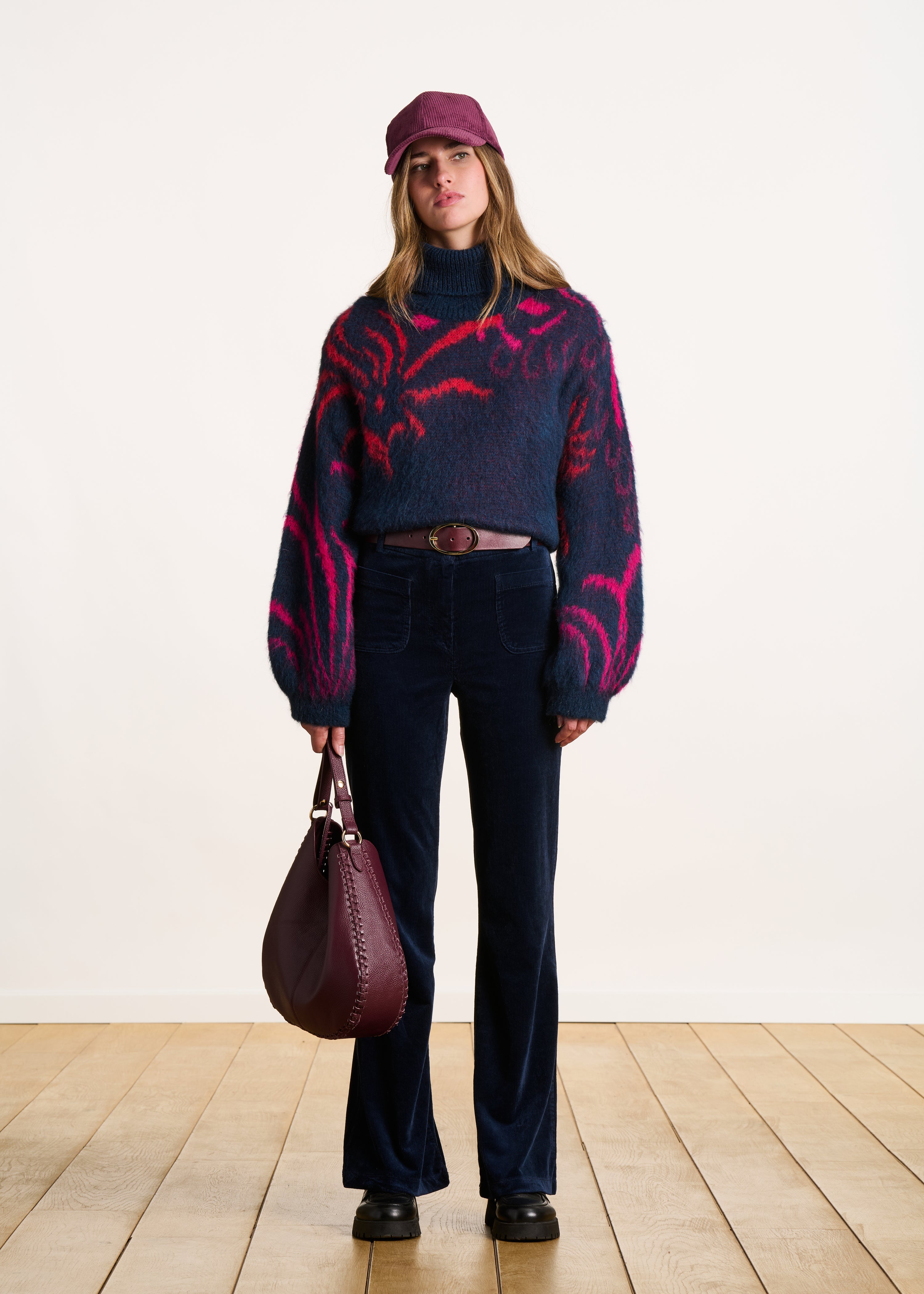 Pantalon en velours bleu marine