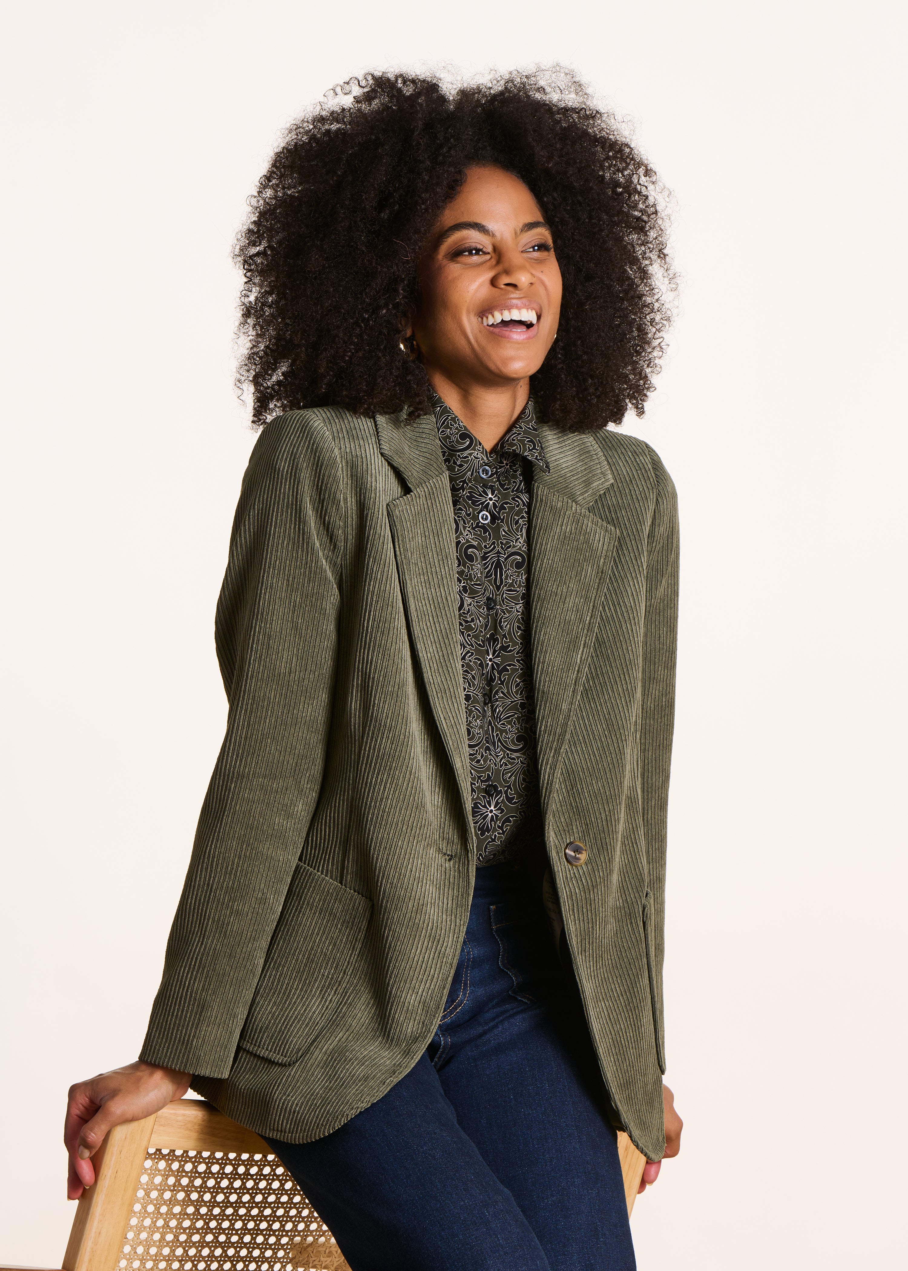 Veste tailleur en velours côtelé