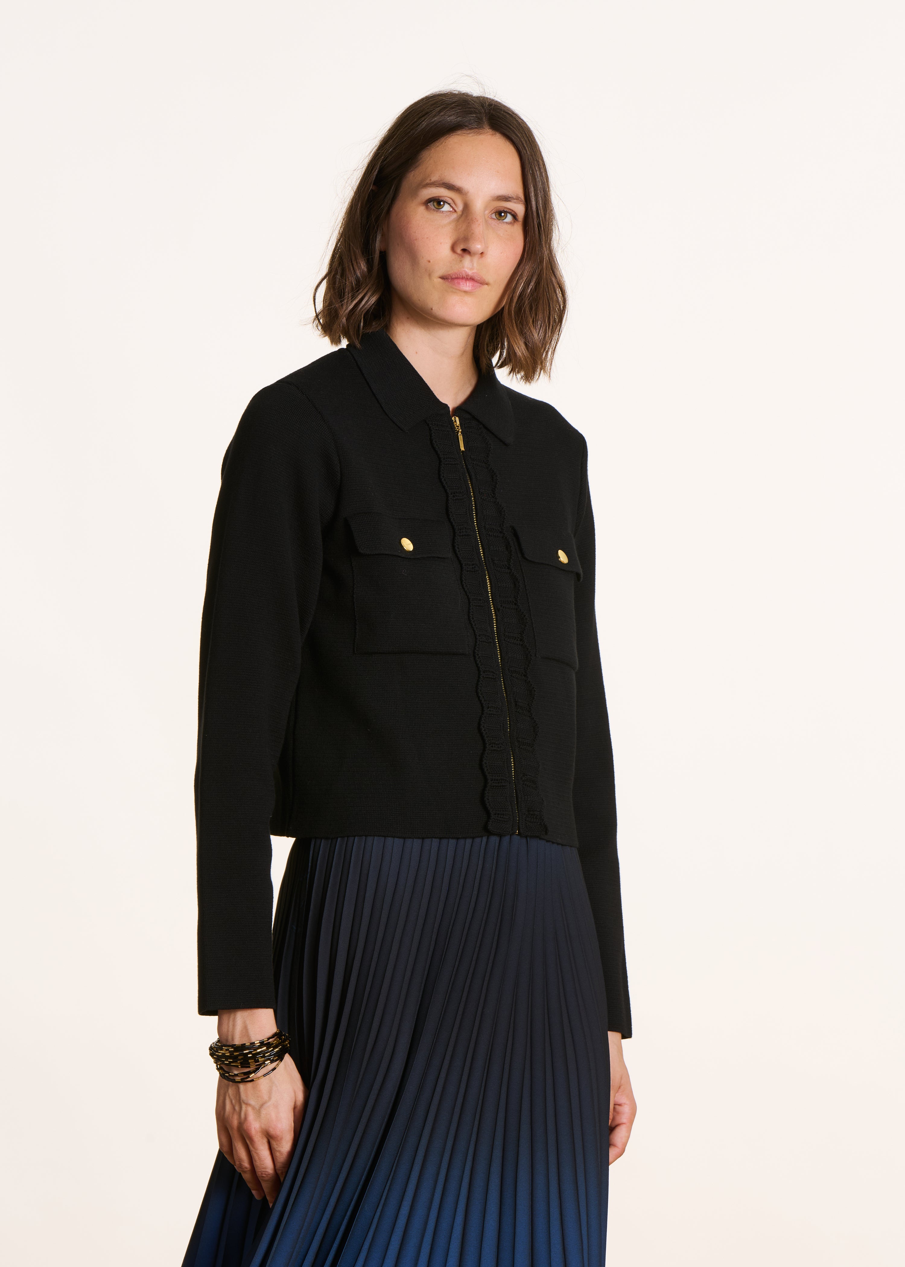 Gilet court zippé en coton biologique