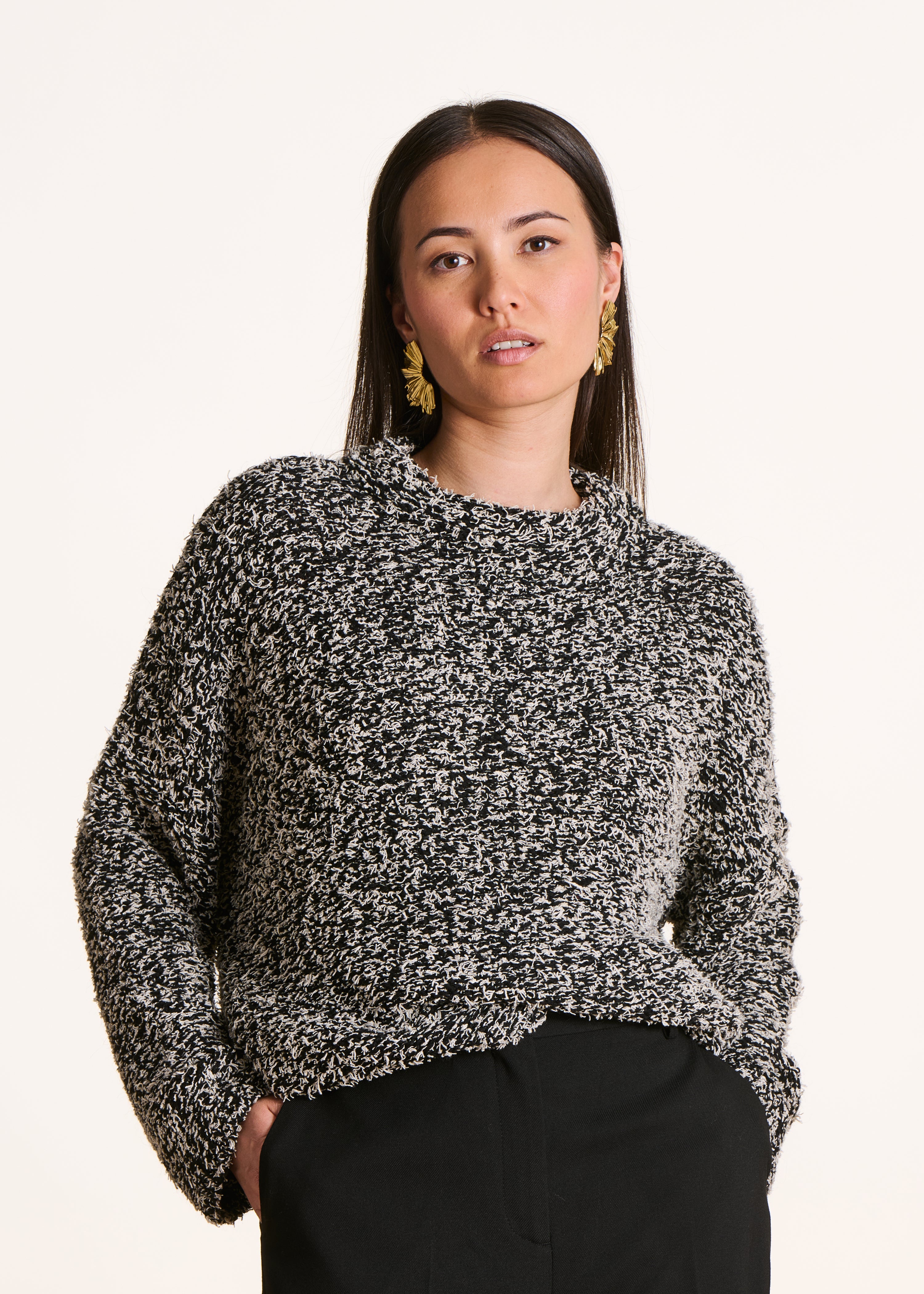 Pull en maille noir et blanc oversize