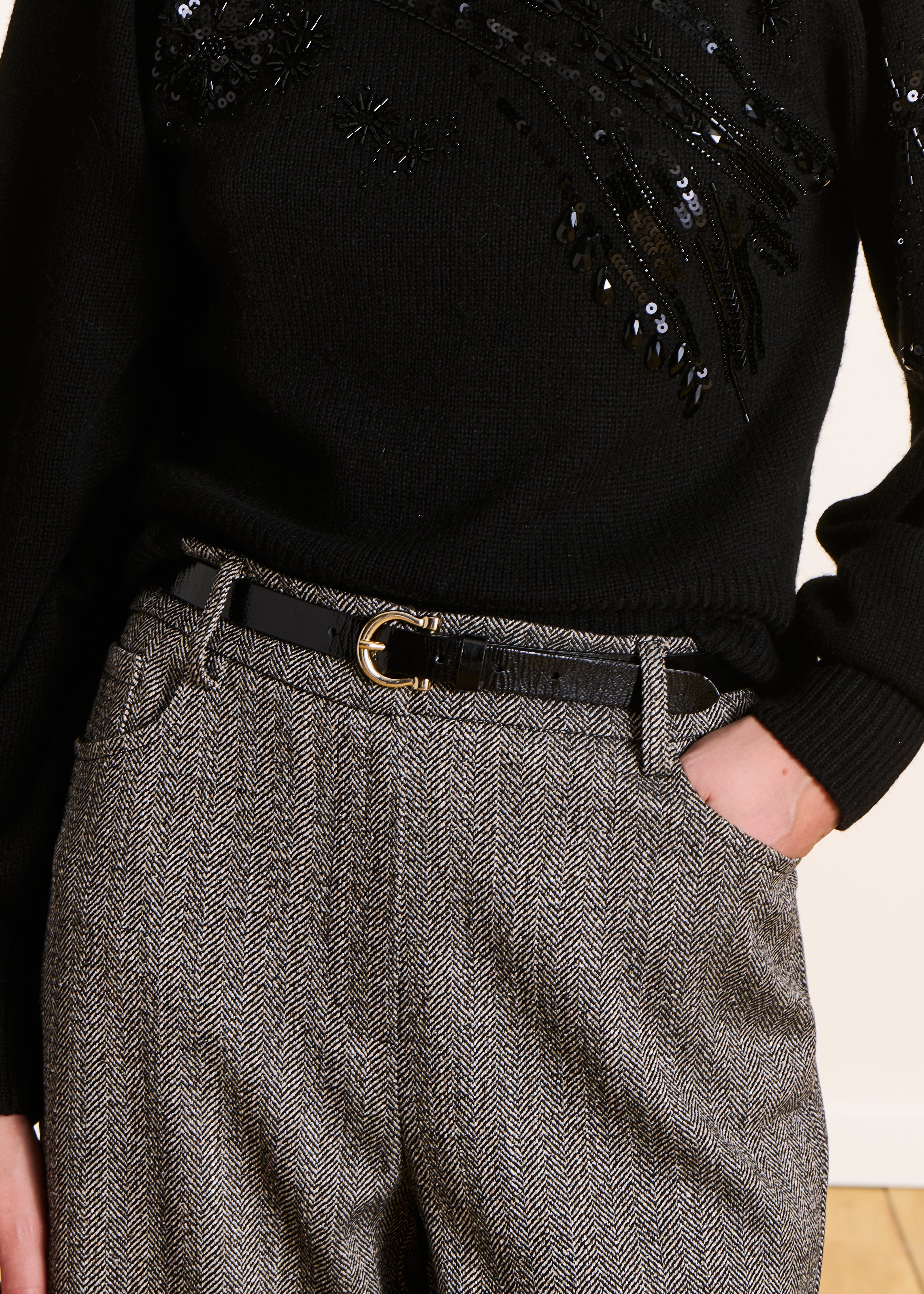 Ceinture fine en cuir boucle fer à cheval