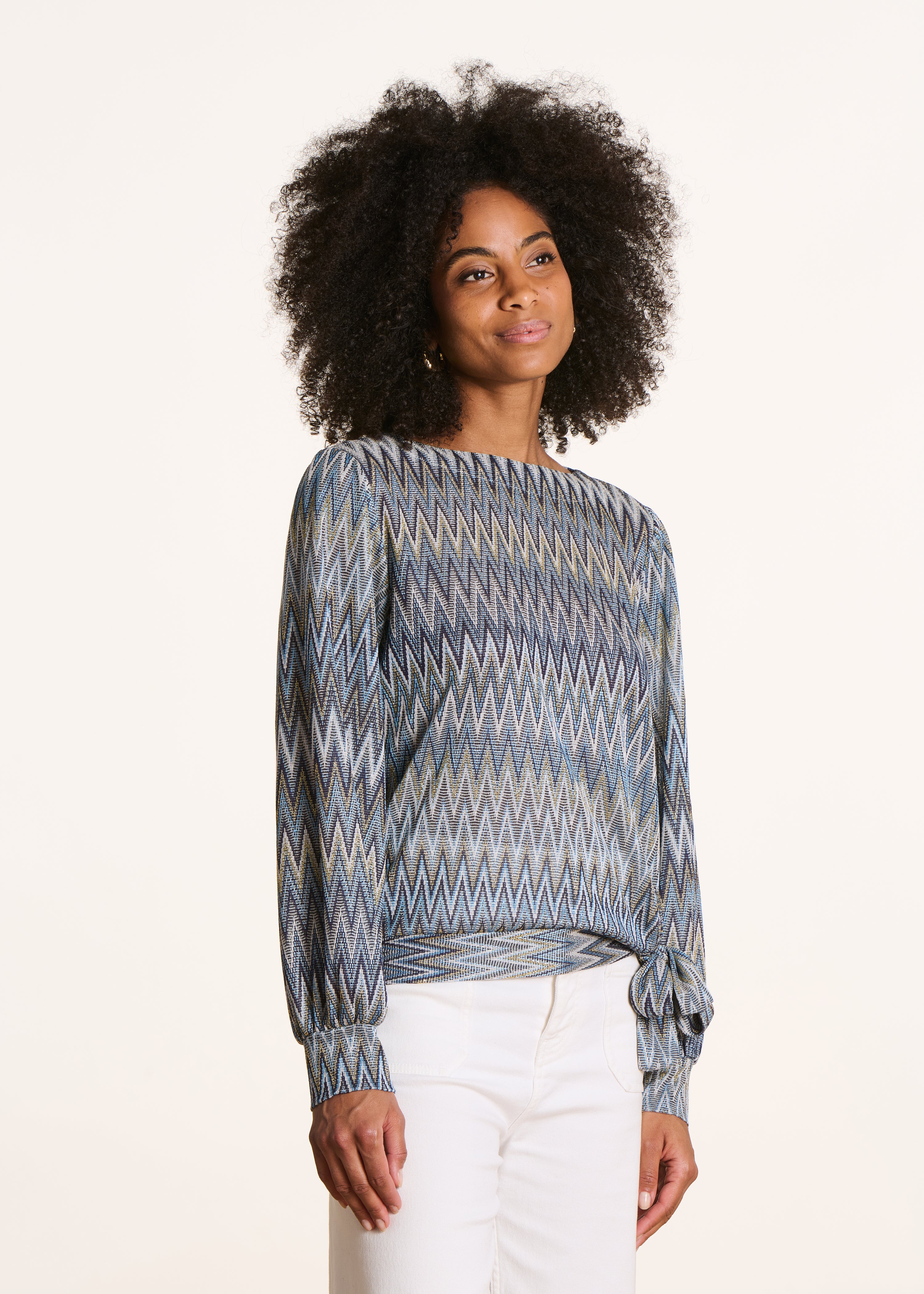 T-shirt zigzag oversize manches longues