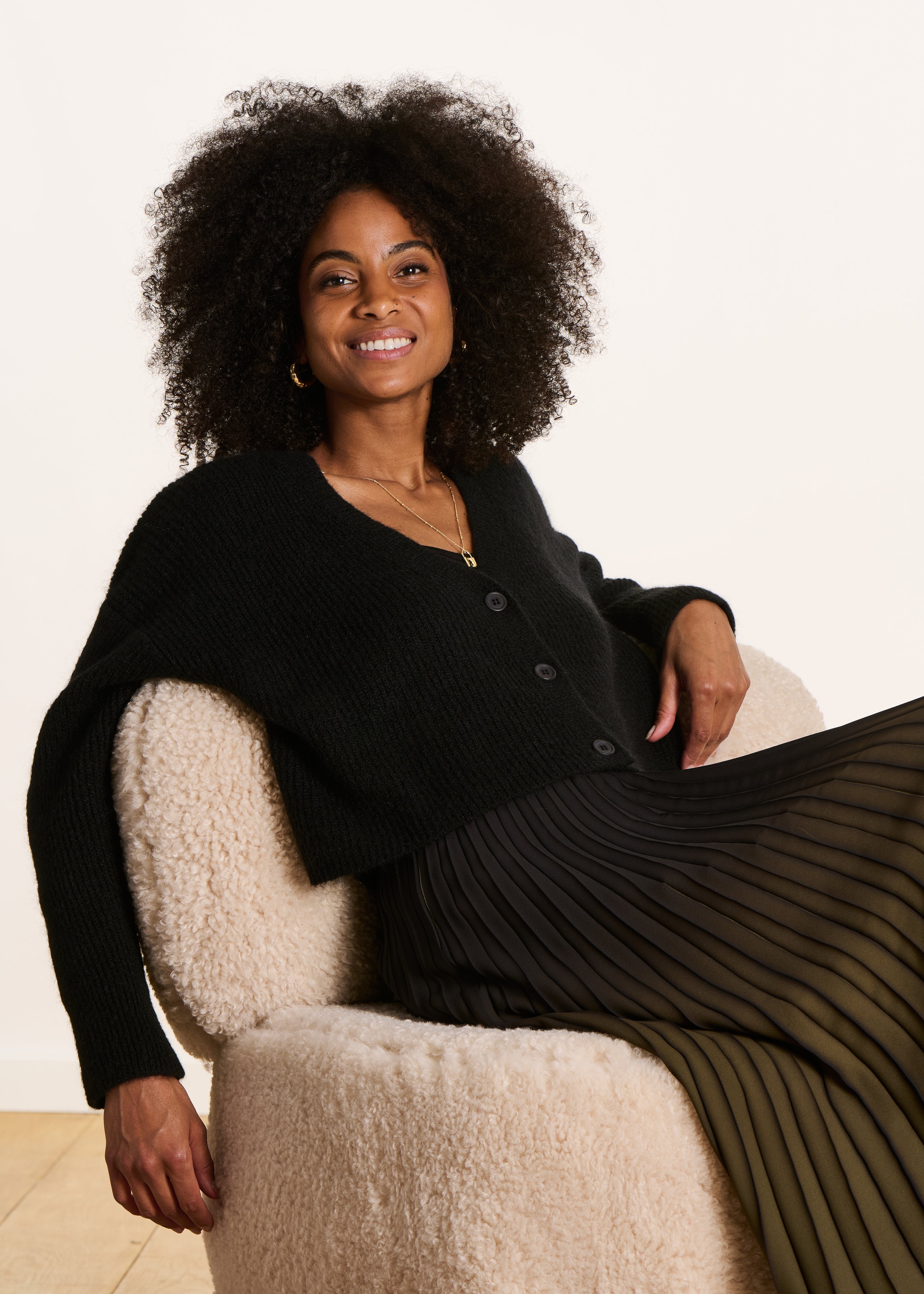 Gilet ample et court en maille noire