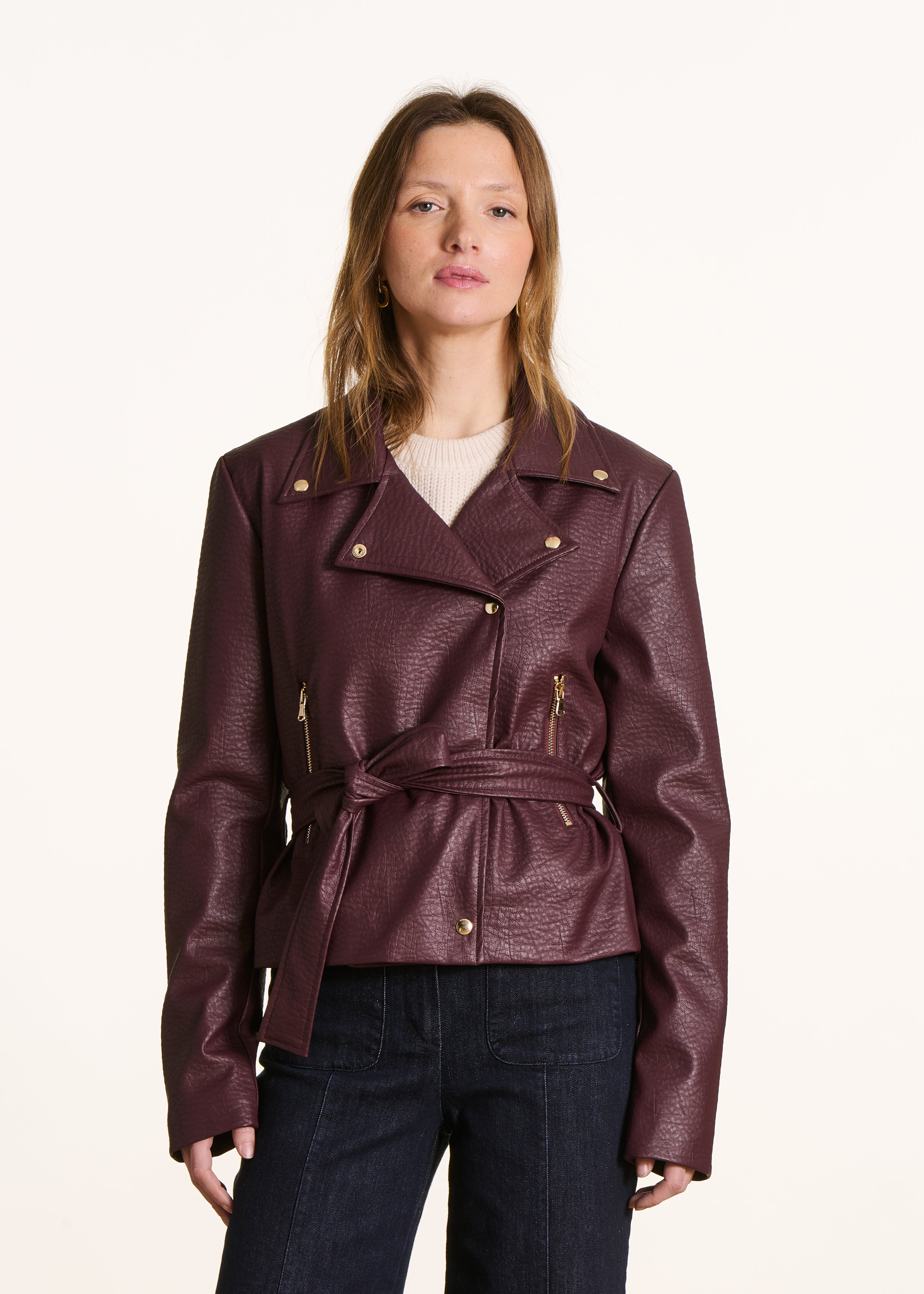 Blouson biker en similcuir