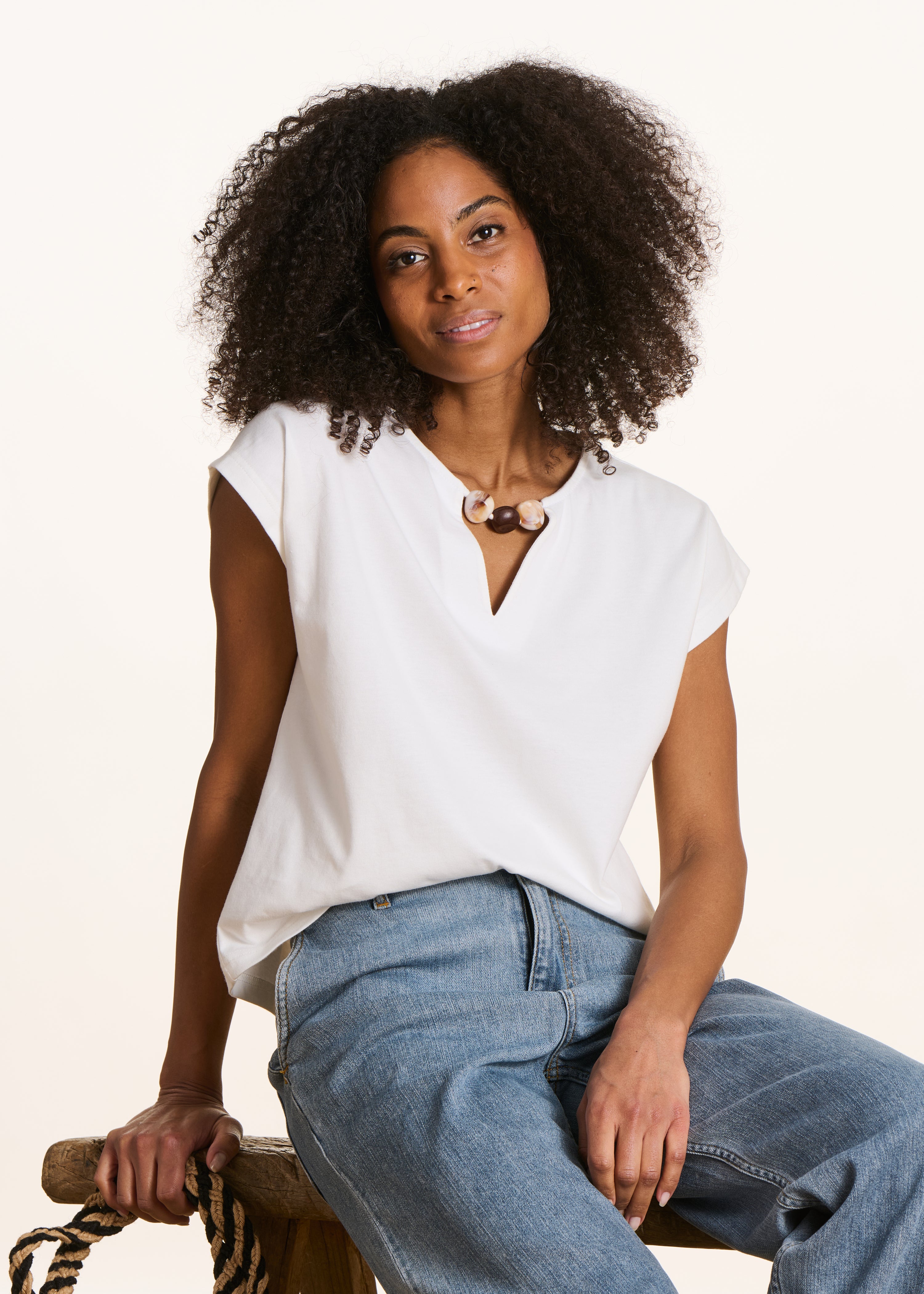 T-shirt blanc manches courtes en coton biologique