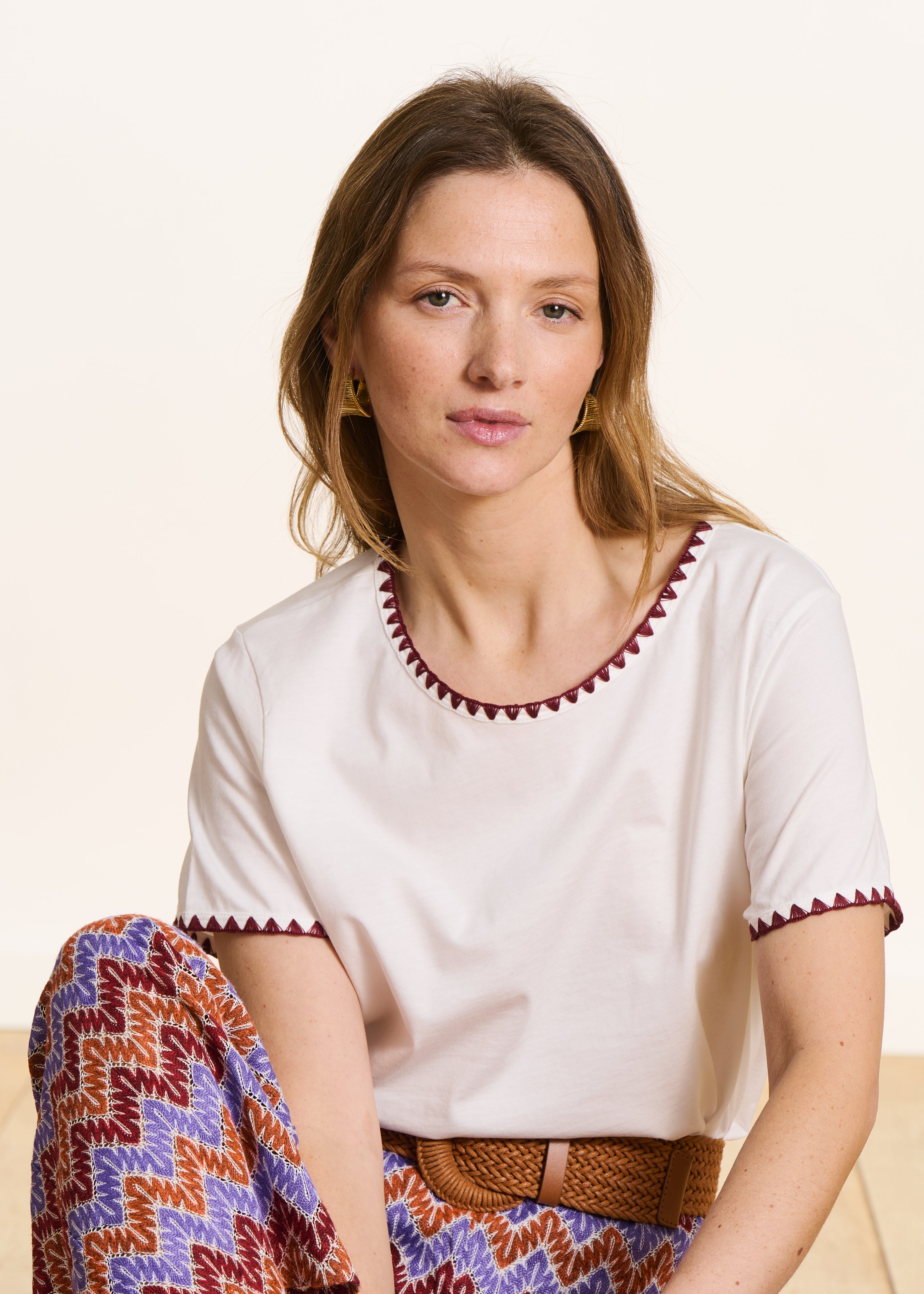 T-shirt en coton biologique écru manches courtes