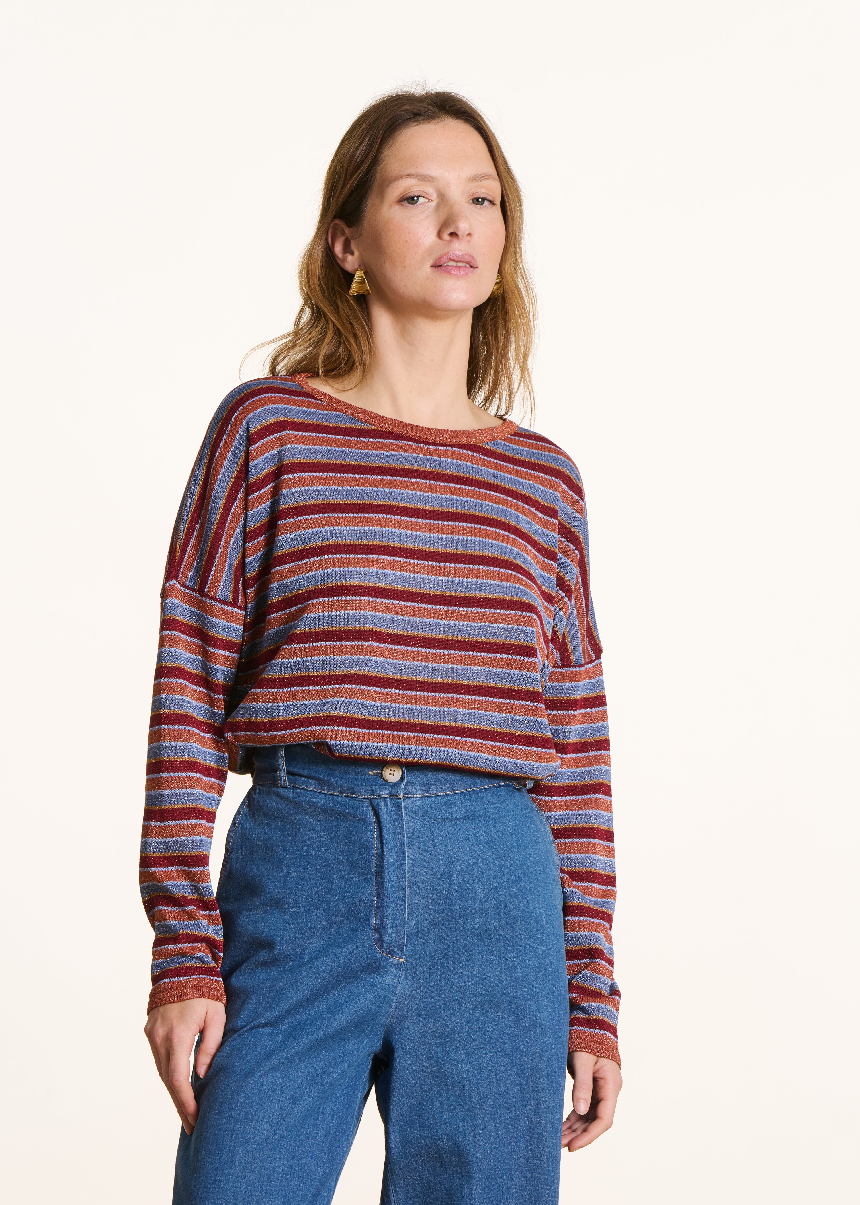 Pull en maille irisée à rayures multicolores